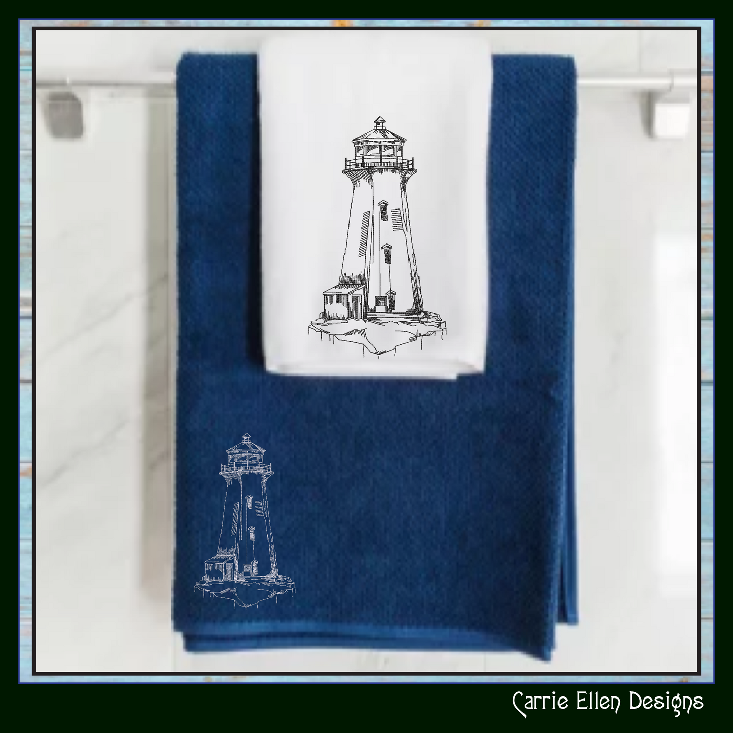 Lighthouse Embroidery Design, Cliffside Lighthouse Sketch Machine Embroidery Design, Coastal Light House Island Design, 6 Sizes (3273)