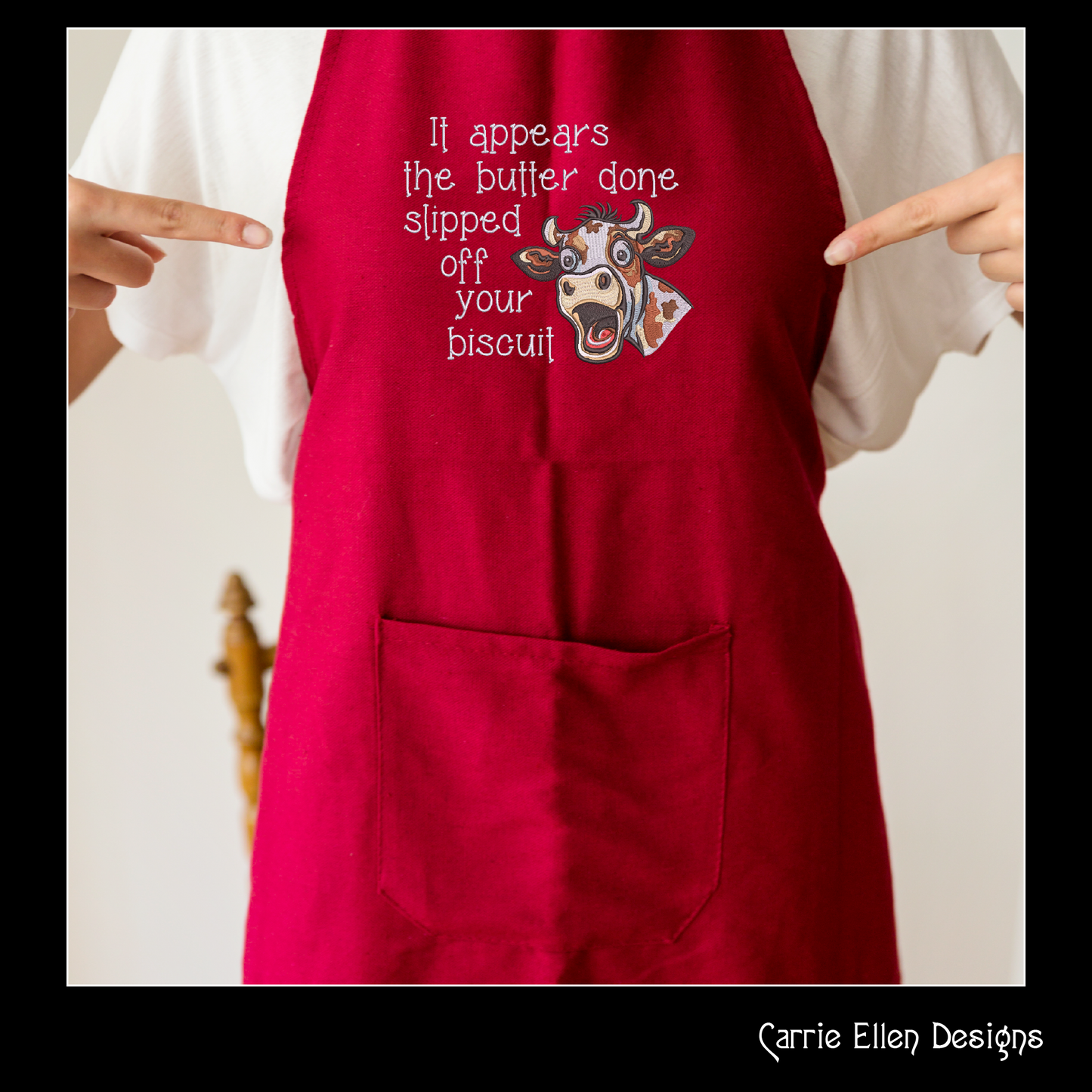 Sassy Cow Machine Embroidery Saying, Butter Slipped off Your Biscuit Snarky Quote Pattern, 6 Sizes (3284)