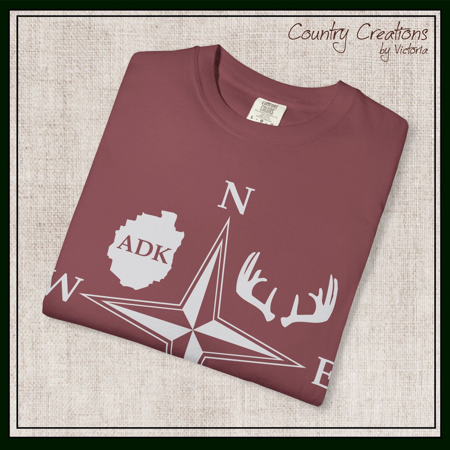 Adirondack Adventurers Compass Comfort Colors Short Sleeve Unisex T-Shirt - ADK Hunters Compass (P6027)