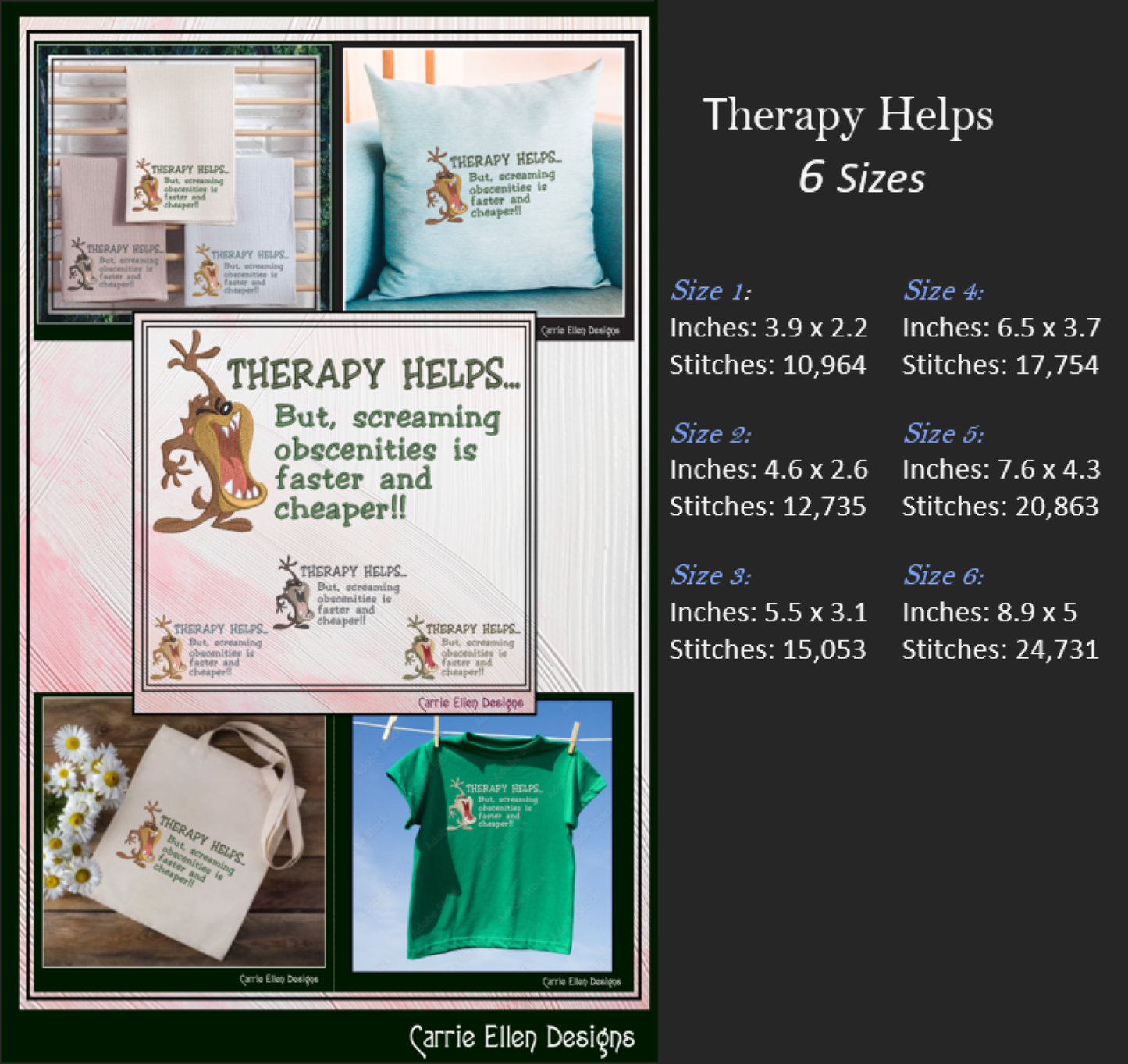 Therapy Helps Funny Machine Embroidery Design | Sarcastic Embroidery Saying | Snarky Frustration Quote | Digital Download | 6 Sizes (3289)