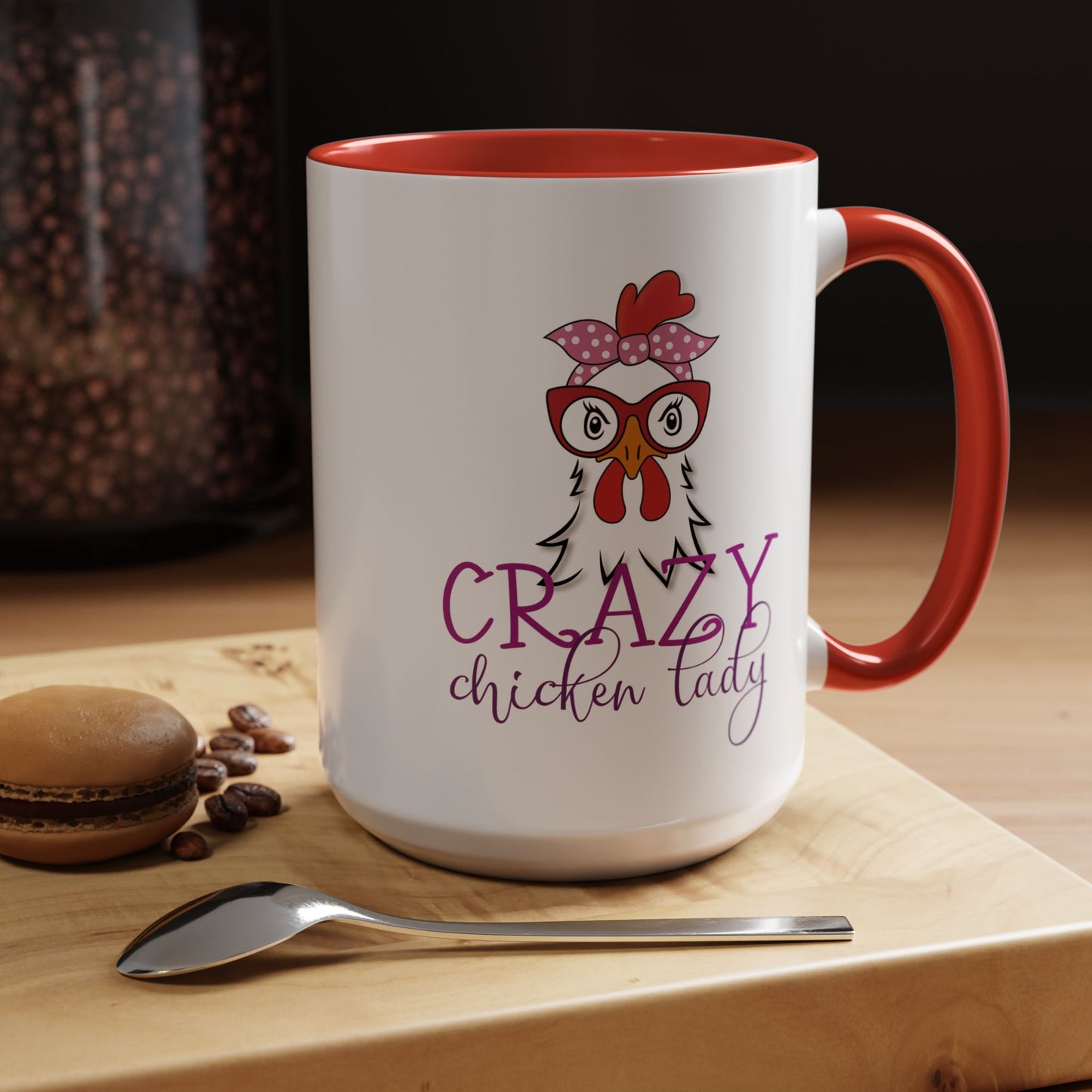 Crazy Chicken Lady Accent Coffee Mug | Funny Gift for Chicken Lovers, Farmhouse Décor | 11oz & 15oz (P-6077)