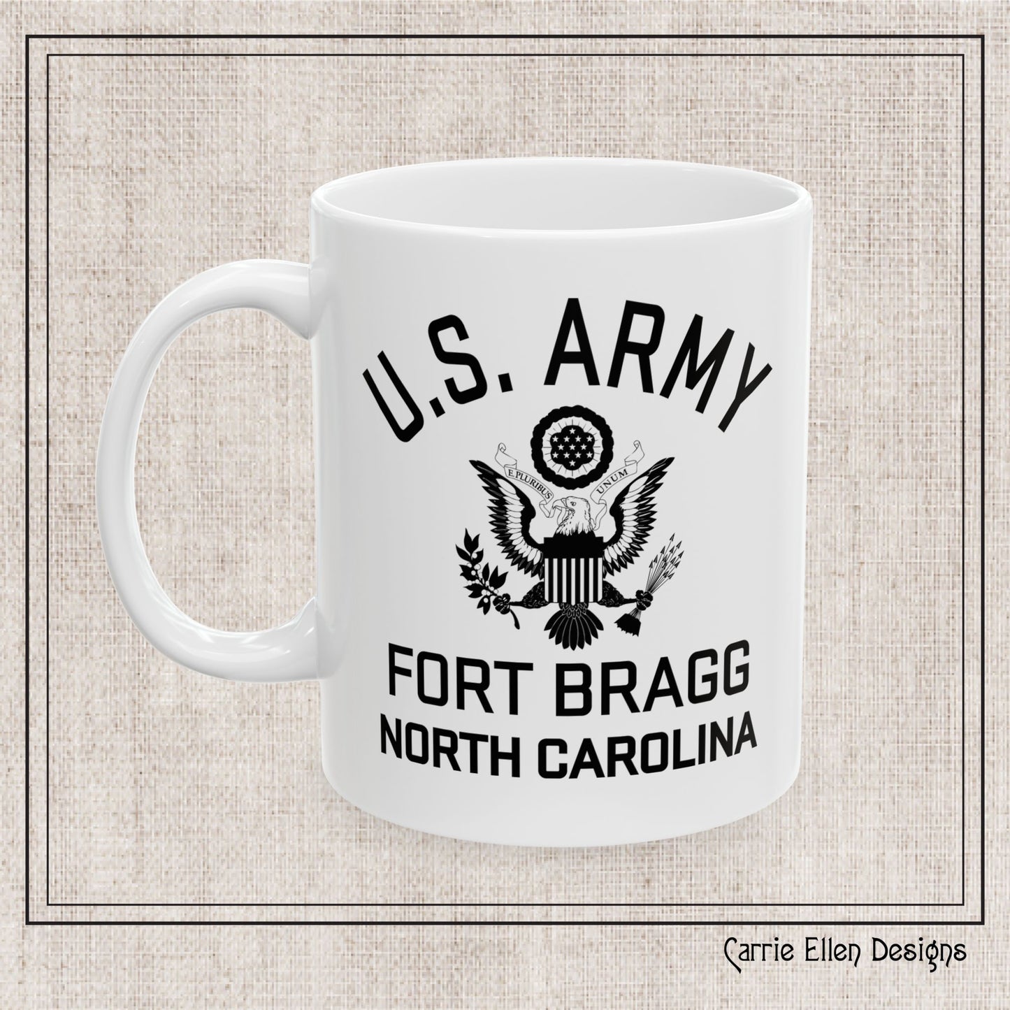 US Army Fort Bragg Eagle Emblem Ceramic Mug – Vintage WWII U.S. Army Reproduction – 11oz & 15oz (P-6040)
