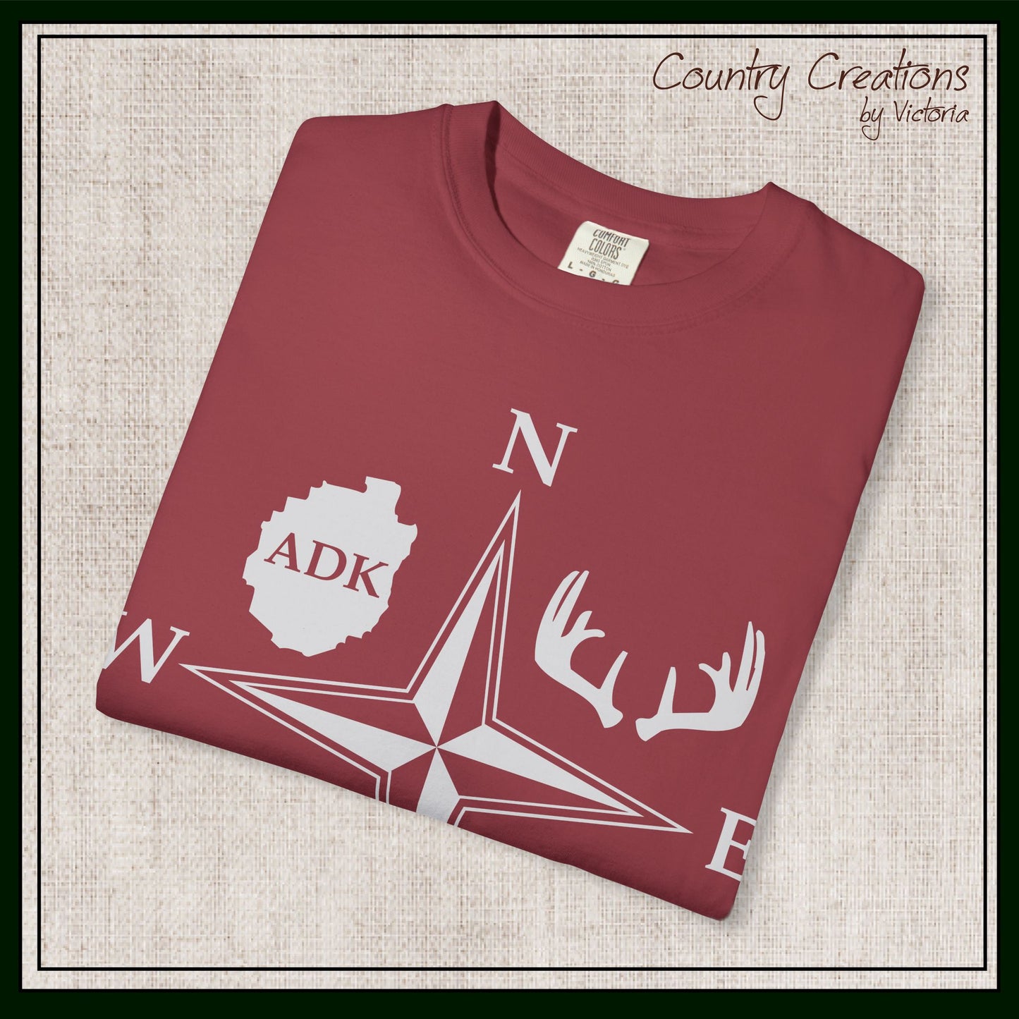 Adirondack Adventurers Compass Comfort Colors Short Sleeve Unisex T-Shirt - ADK Hunters Compass (P6027)