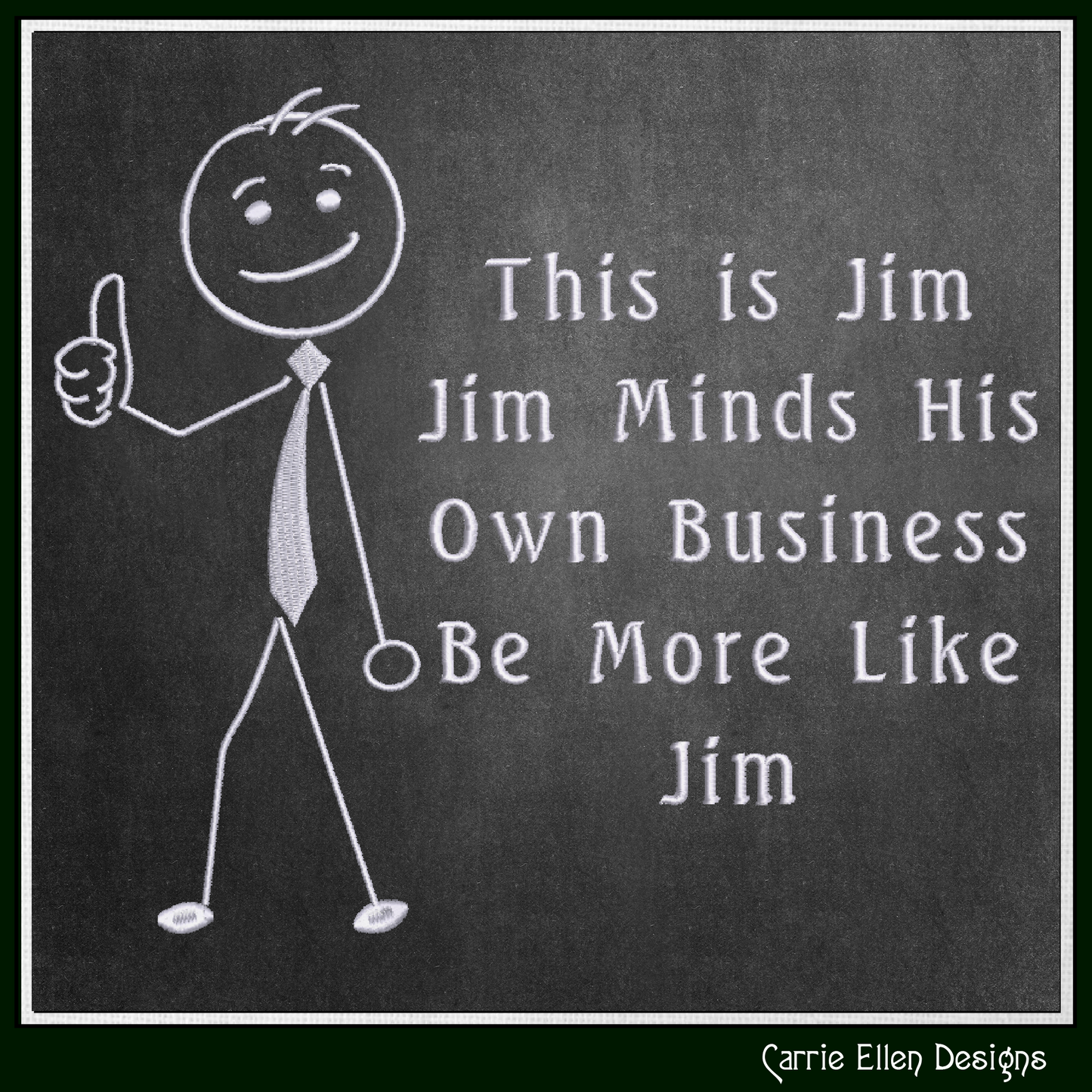 Funny Stick Figure "This is Jim" Machine Embroidery Design – Snarky Embroidered Saying – 6 Sizes (3386)