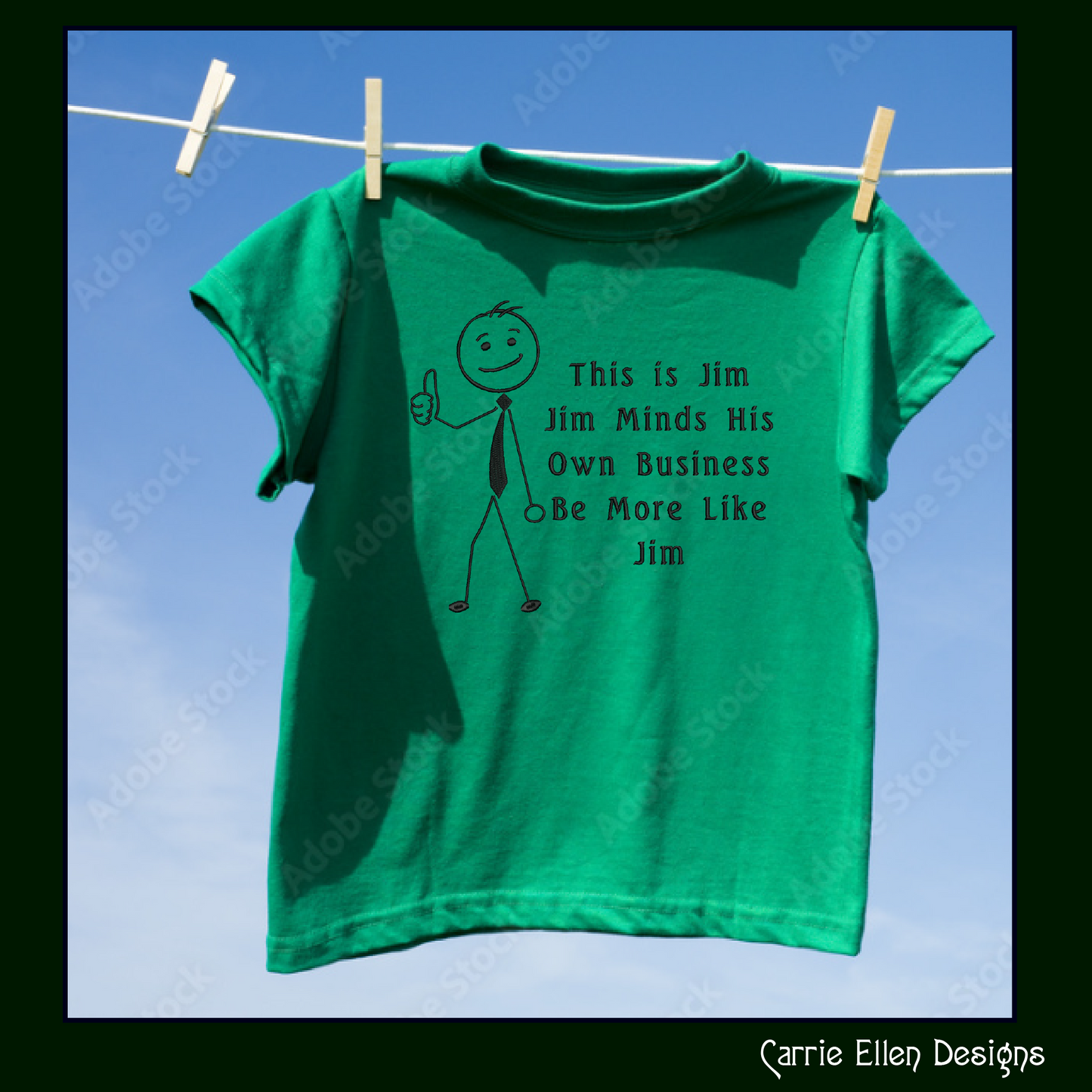Funny Stick Figure "This is Jim" Machine Embroidery Design – Snarky Embroidered Saying – 6 Sizes (3386)