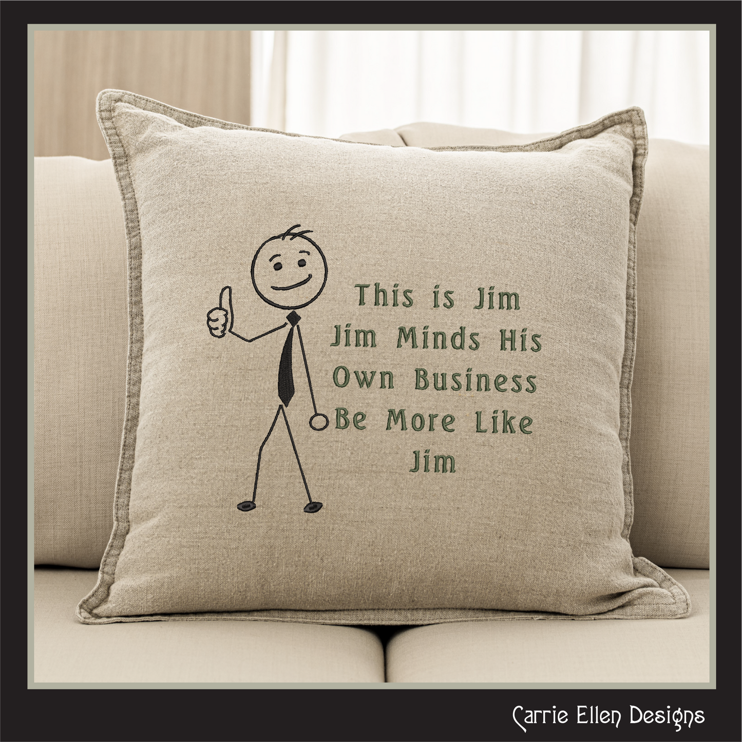 Funny Stick Figure "This is Jim" Machine Embroidery Design – Snarky Embroidered Saying – 6 Sizes (3386)