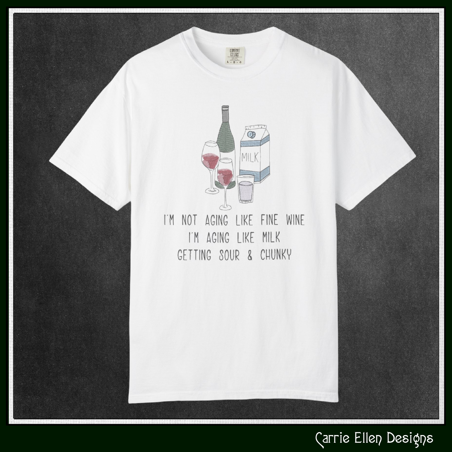Not Aging Like Fine Wine Machine Embroidery Design – Fun and Snarky Wine Quote – 6 Sizes (3387)