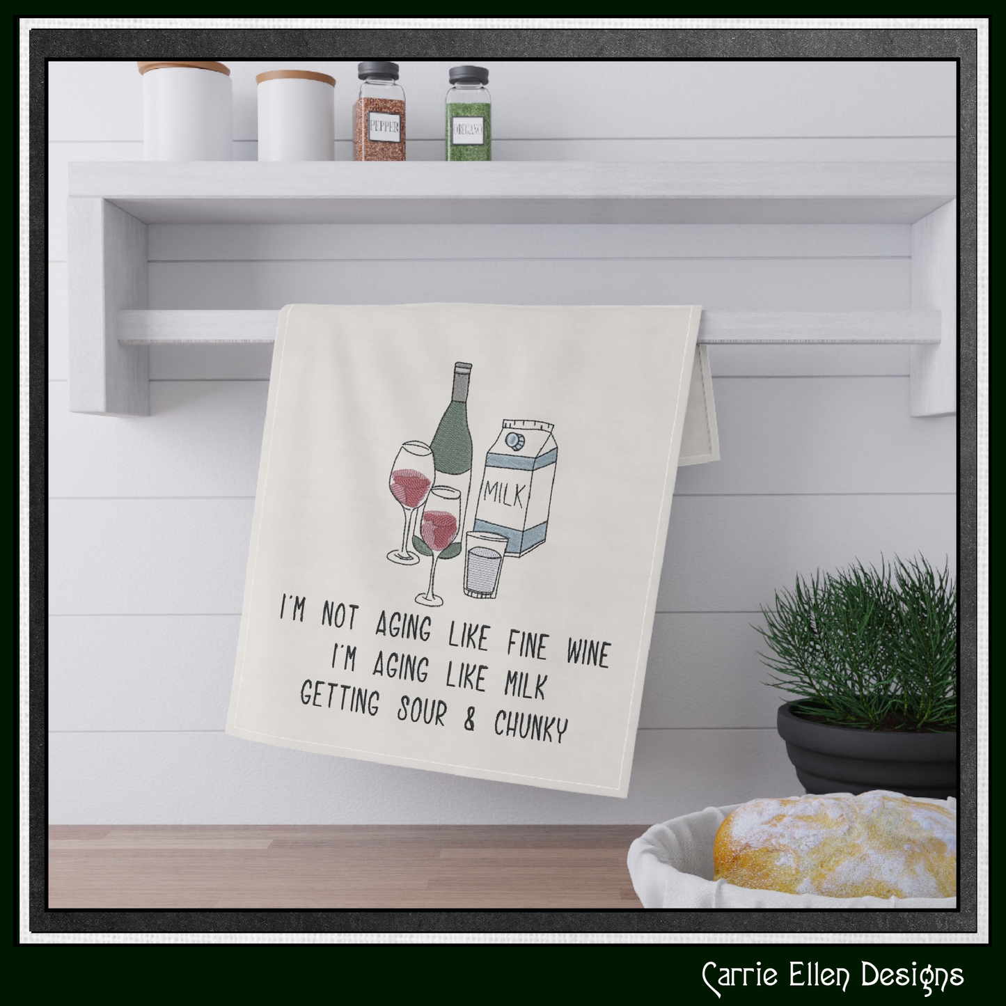 Not Aging Like Fine Wine Machine Embroidery Design – Fun and Snarky Wine Quote – 6 Sizes (3387)