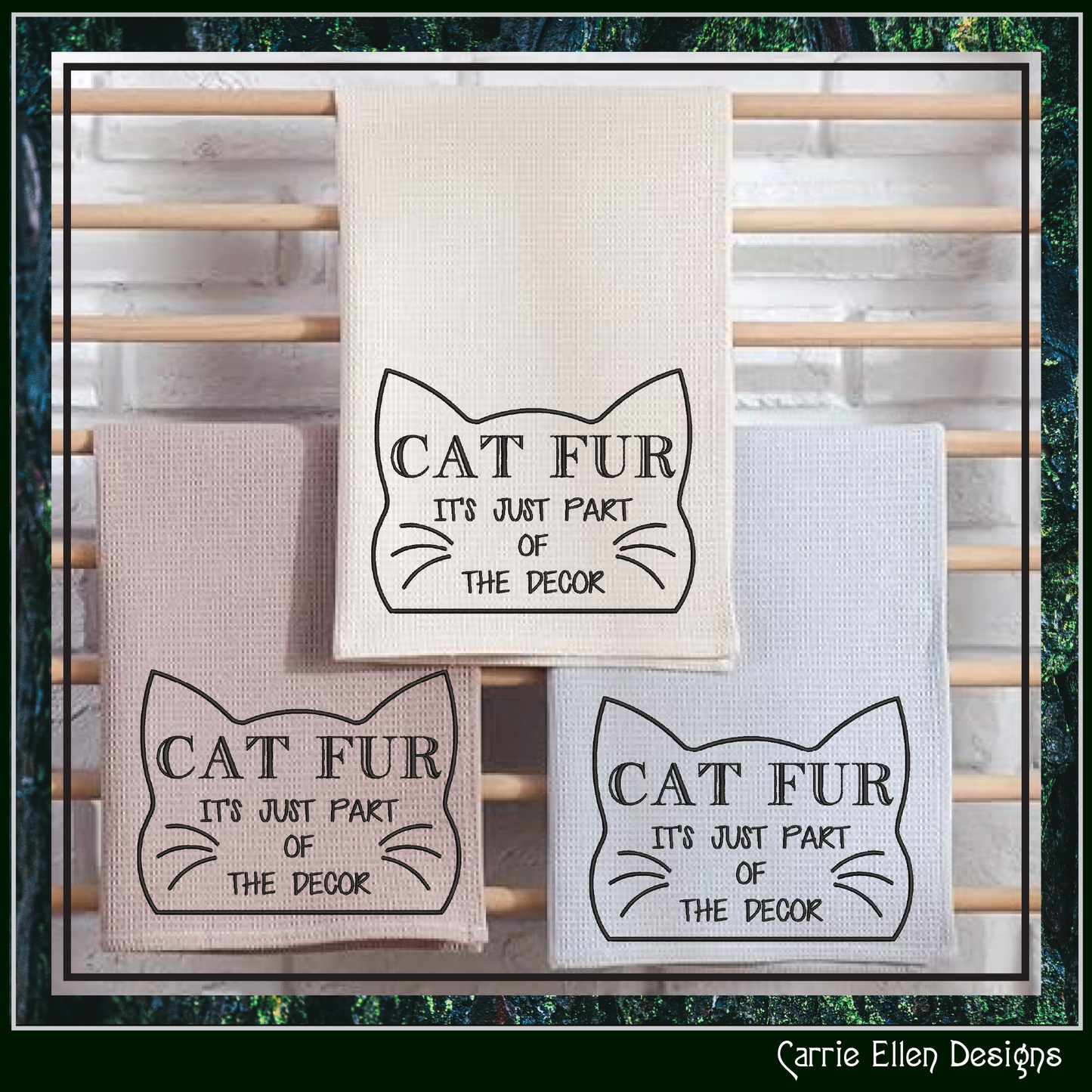 Cat Fur Décor Machine Embroidery Design – Cat Fur its part of the Décor Quote for Cat Lovers – 6 Sizes (3397)