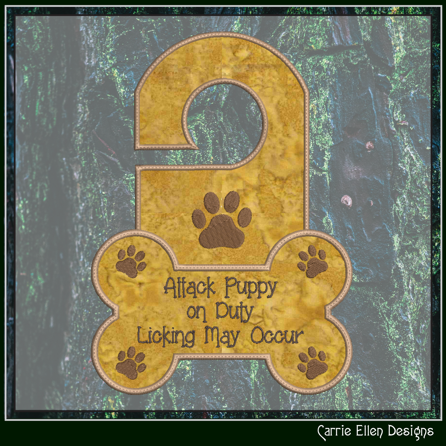 Attack Puppy On Duty ITH Door Knob Hanger Machine Embroidery Design – Dog Lover In The Hoop Door Sign (3398)