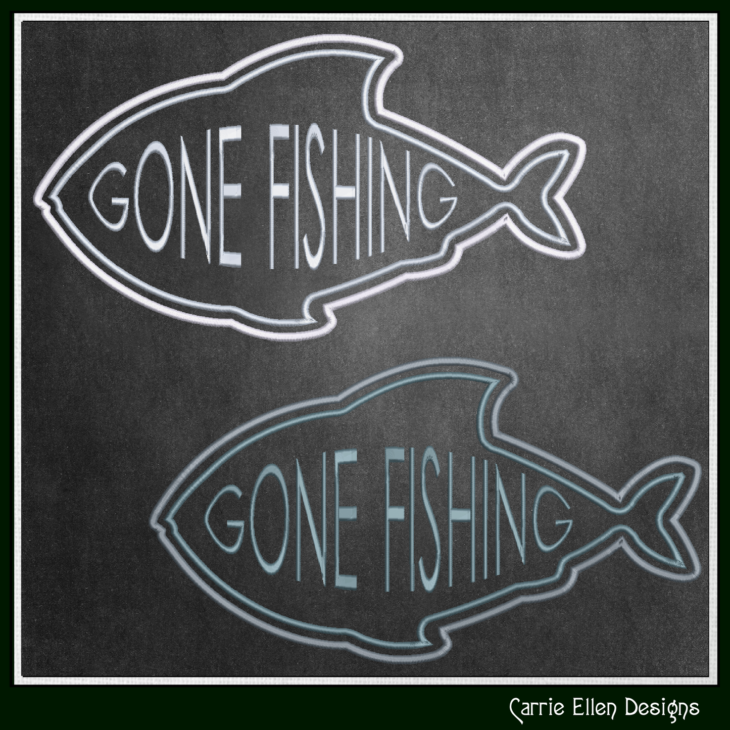 Gone Fishing Machine Embroidery Design – Fun Outdoor Emblem and Quote for Fishing Enthusiasts – 6 Sizes (3402)