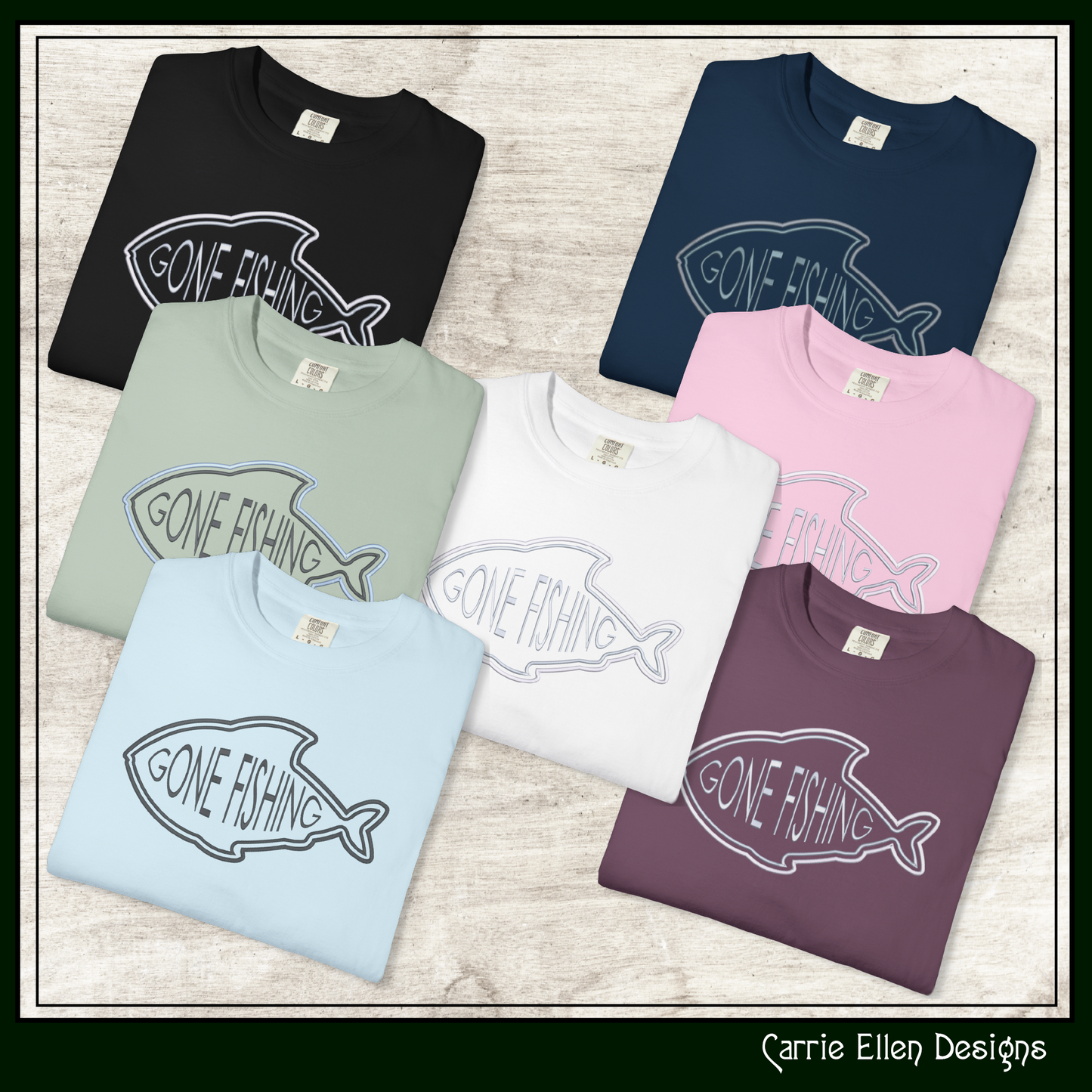 Gone Fishing Machine Embroidery Design – Fun Outdoor Emblem and Quote for Fishing Enthusiasts – 6 Sizes (3402)