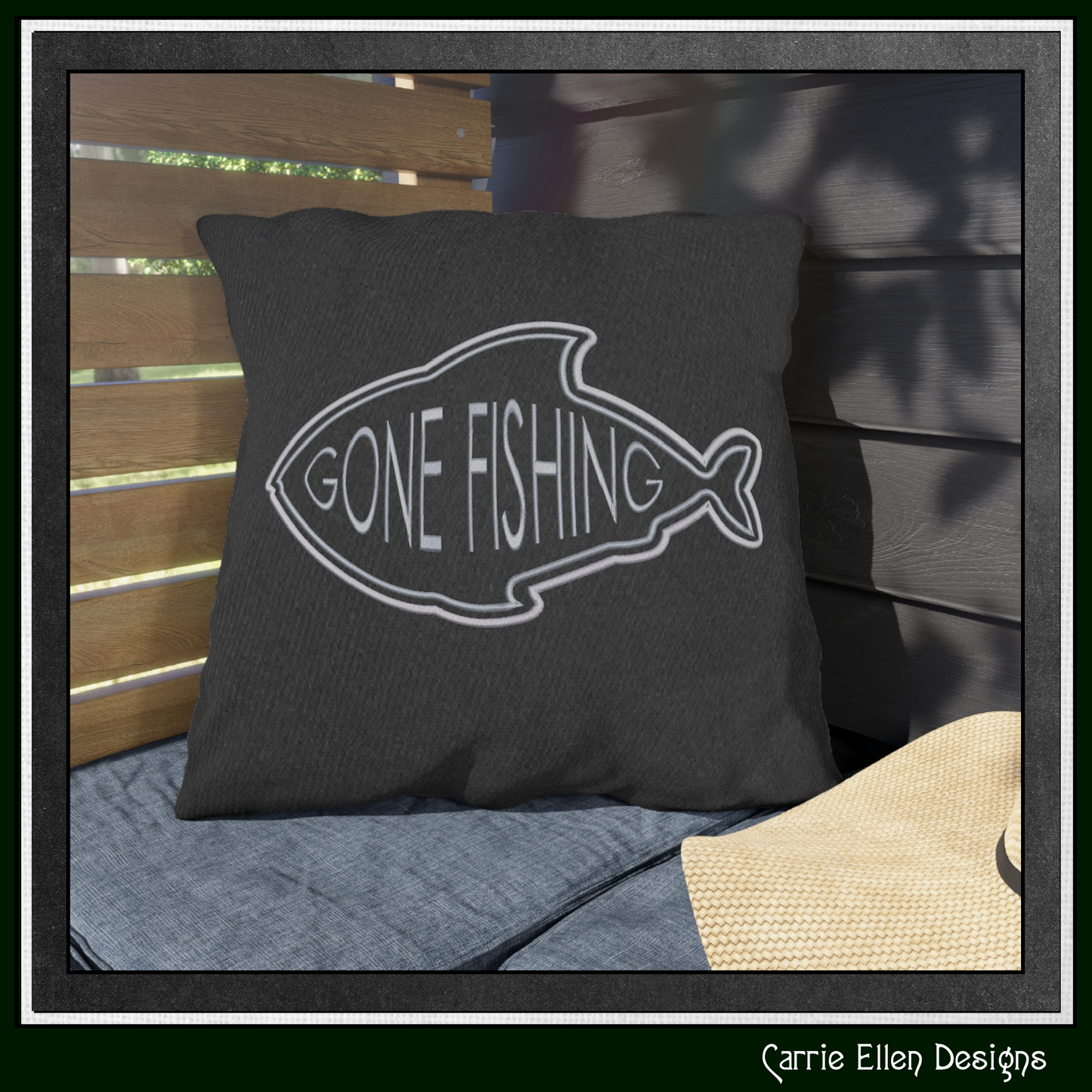 Gone Fishing Machine Embroidery Design – Fun Outdoor Emblem and Quote for Fishing Enthusiasts – 6 Sizes (3402)