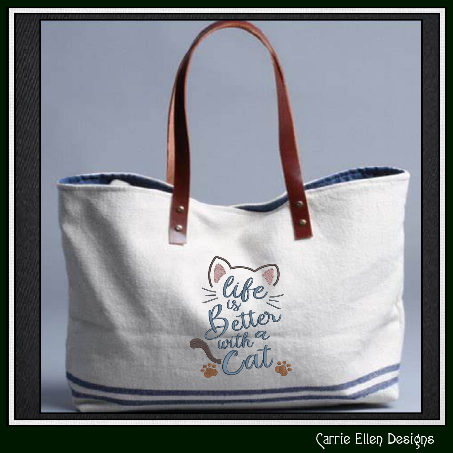 Life is Better With a Cat Machine Embroidery Design – Fun Cat Lover Quote Pattern, 6 Sizes (3420)
