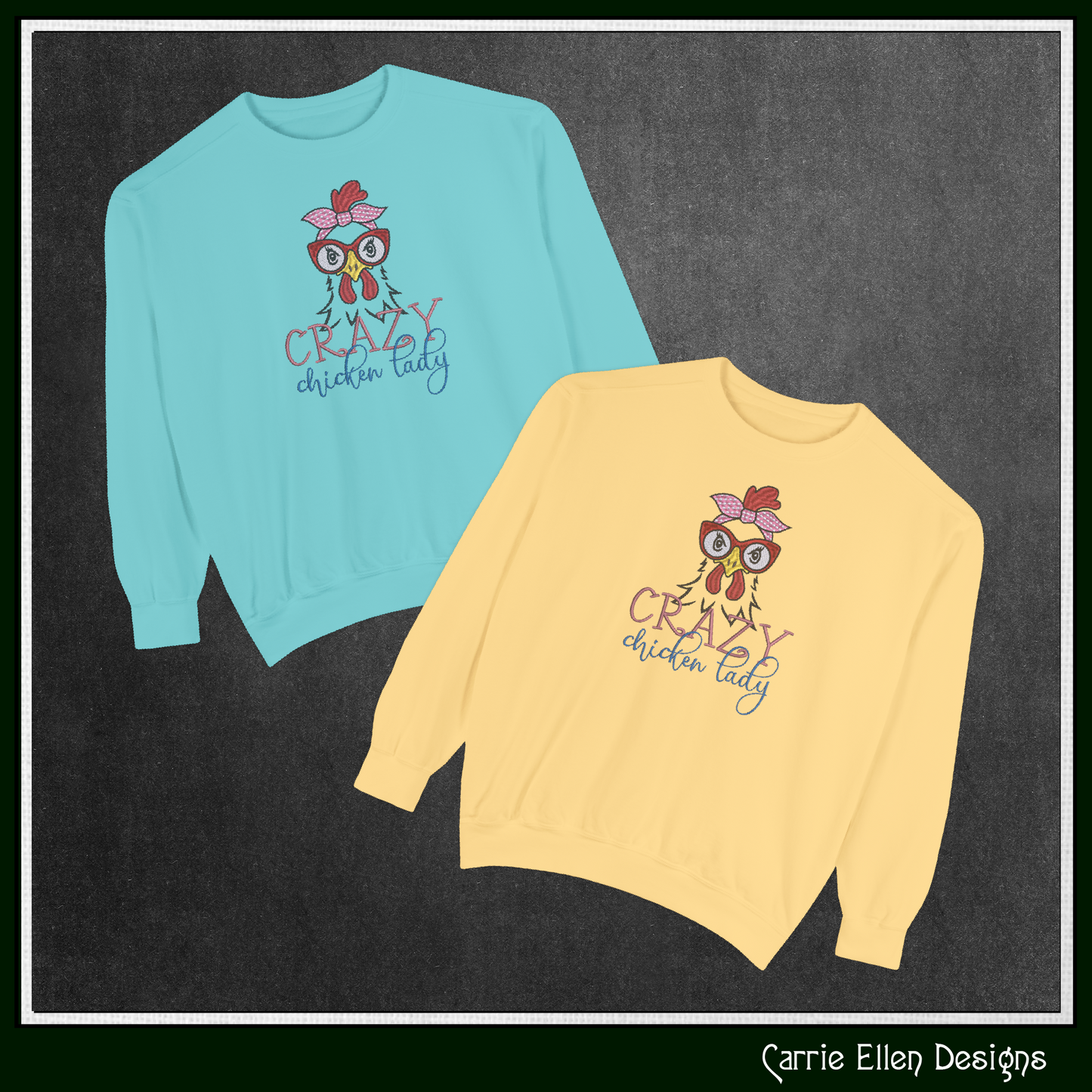 Crazy Chicken Lady Machine Embroidery Design – Funny Bird Saying | Sarcastic Farm Animal Humor, 6 Sizes (3430)
