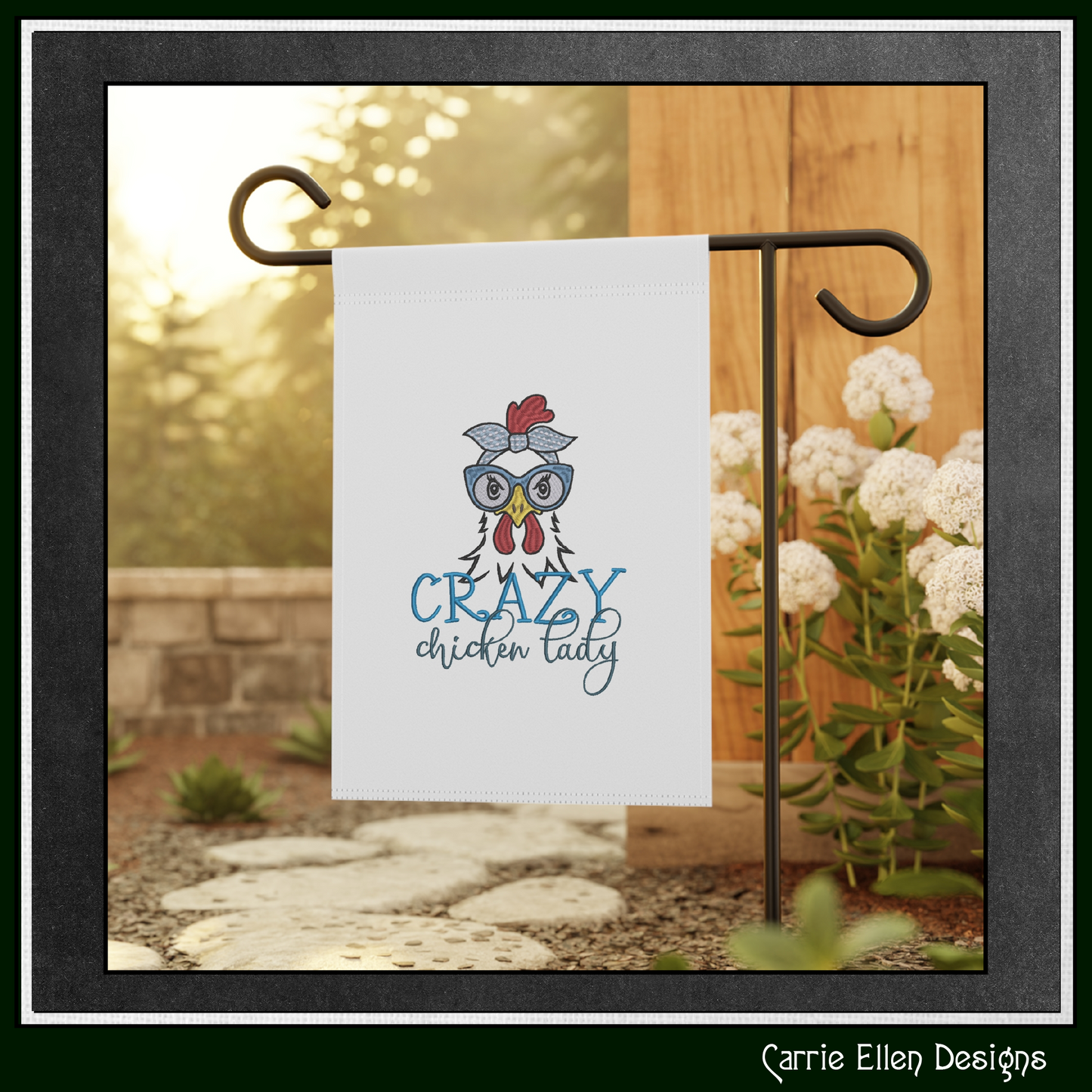 Crazy Chicken Lady Machine Embroidery Design – Funny Bird Saying | Sarcastic Farm Animal Humor, 6 Sizes (3430)