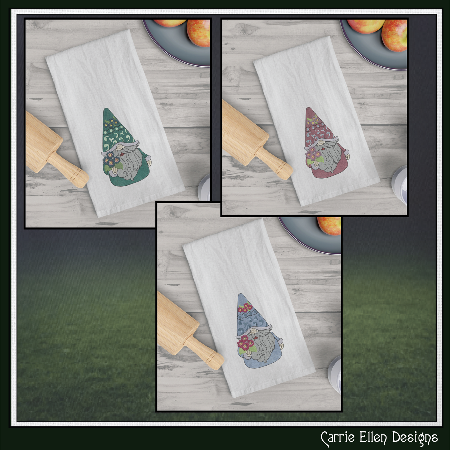 Flower Loving Gnome Machine Embroidery Design, Flowers Garden Gnome Pattern, 6 Sizes (3491)