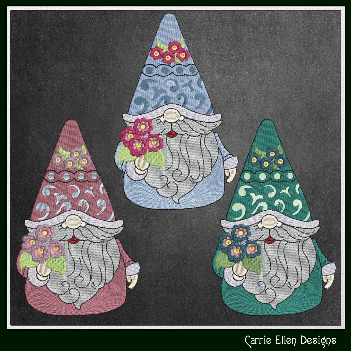 Flower Loving Gnome Machine Embroidery Design, Flowers Garden Gnome Pattern, 6 Sizes (3491)