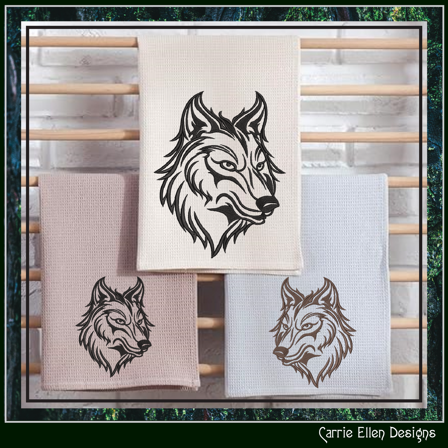 Wolf Head Profile Machine Embroidery Design, Majestic Wildlife Animal Pattern, 6 Sizes (3497)