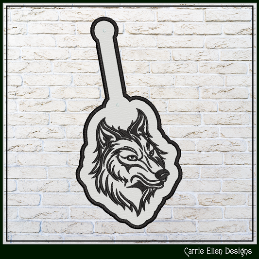 Wolf Profile ITH Key Fob Machine Embroidery Design – Wildlife Animal In-The-Hoop Key Tag Project (3498)