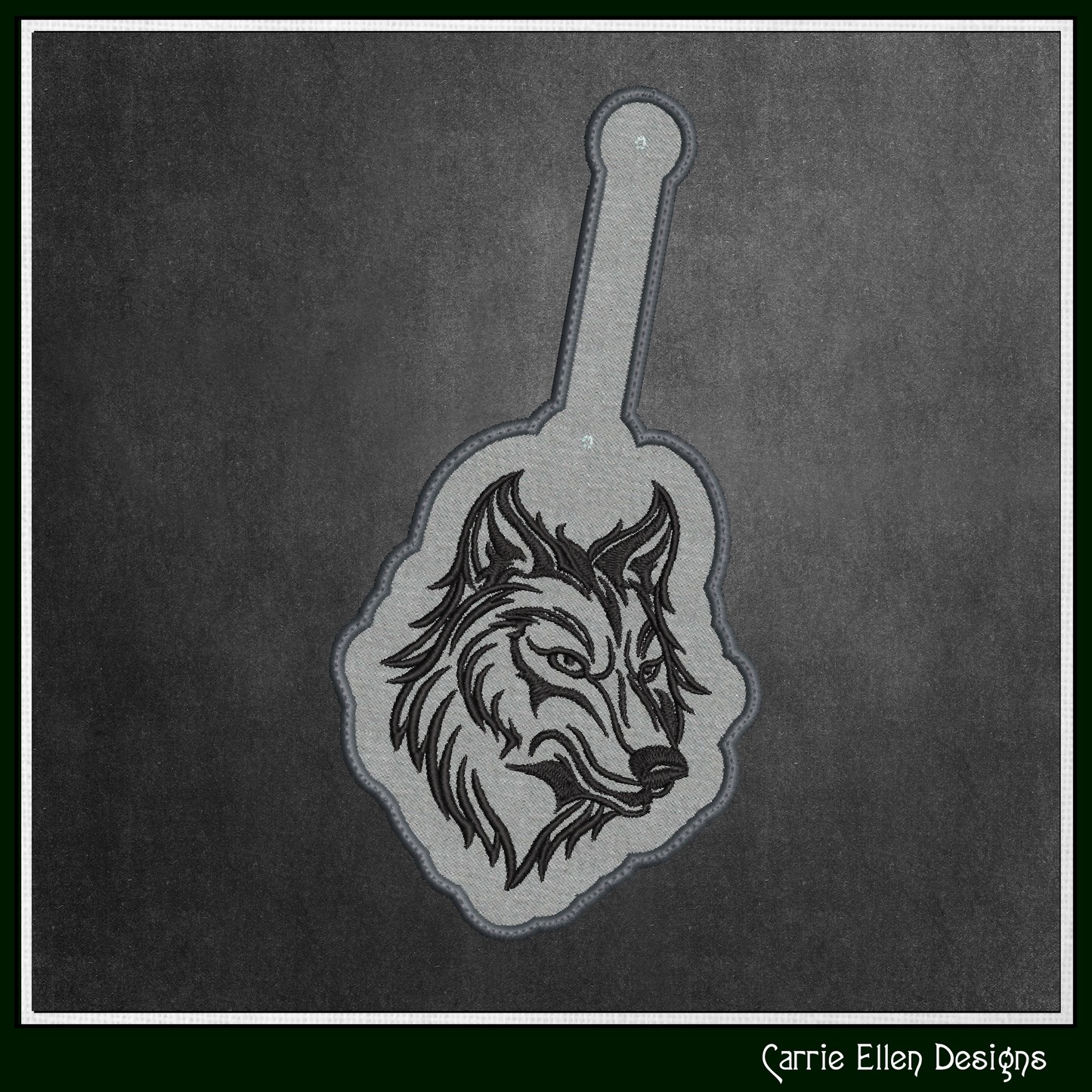 Wolf Profile ITH Key Fob Machine Embroidery Design – Wildlife Animal In-The-Hoop Key Tag Project (3498)