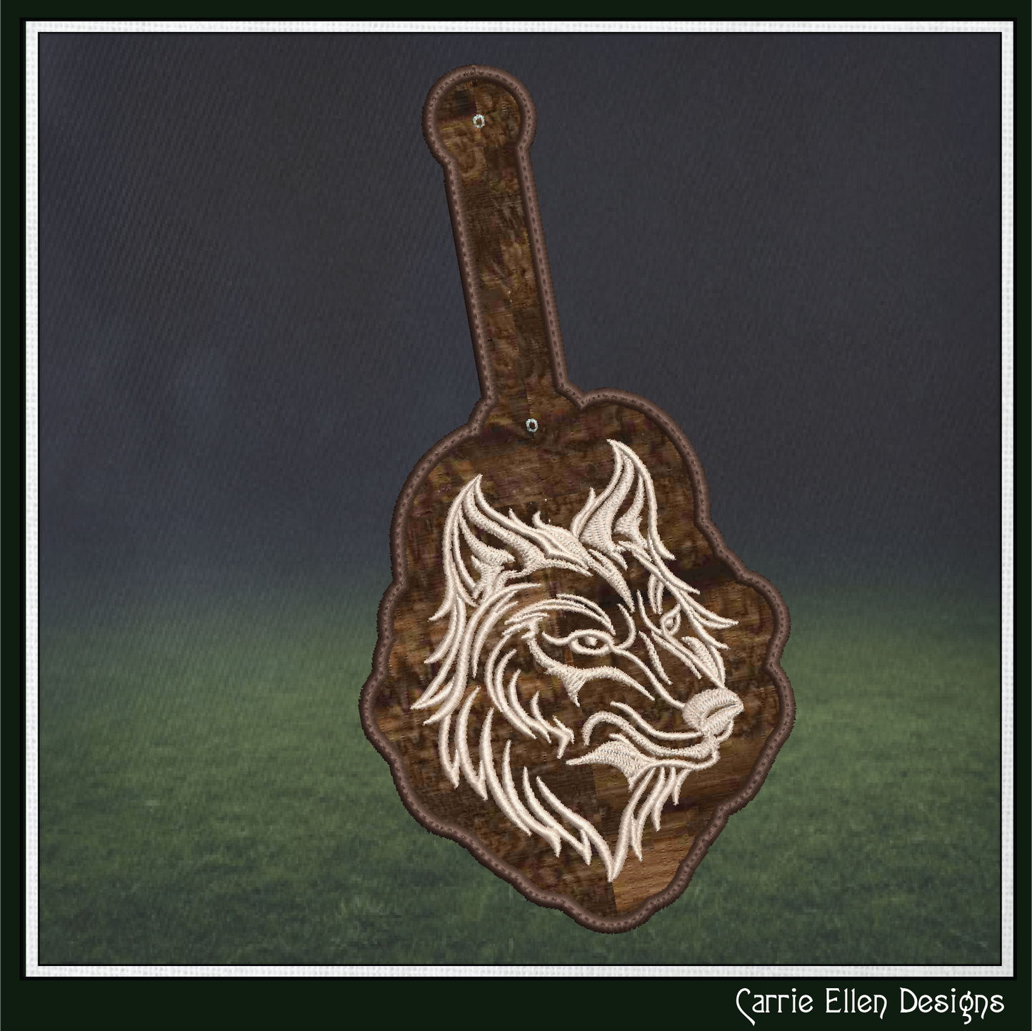 Wolf Profile ITH Key Fob Machine Embroidery Design – Wildlife Animal In-The-Hoop Key Tag Project (3498)
