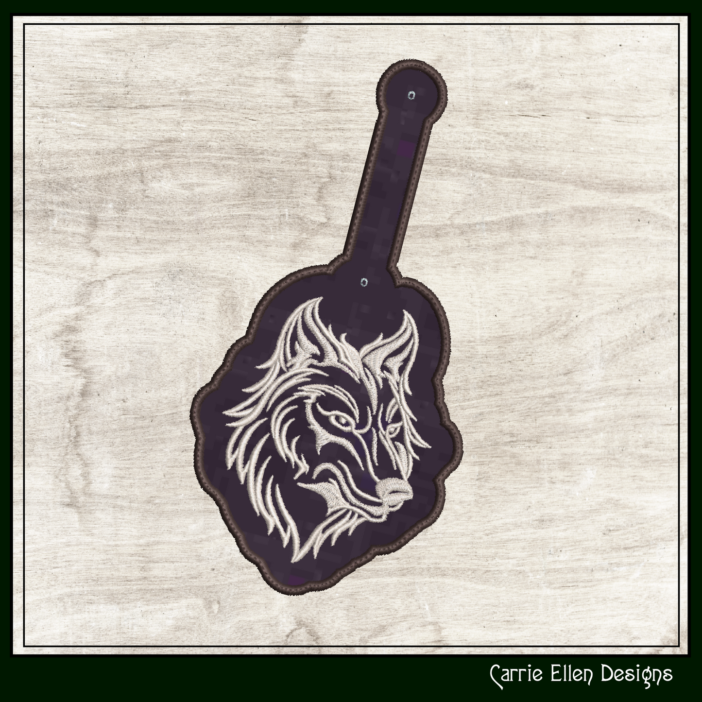 Wolf Profile ITH Key Fob Machine Embroidery Design – Wildlife Animal In-The-Hoop Key Tag Project (3498)