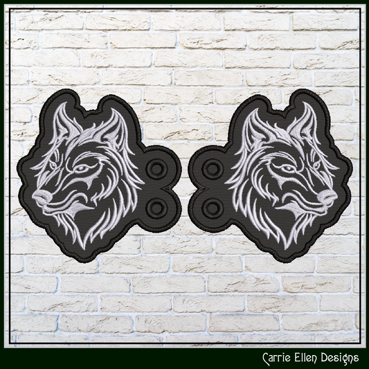 Wolf Profile ITH Shoe Wing Machine Embroidery Design – Wildlife Animal Shoe Décor | In-The-Hoop Pattern (3499)