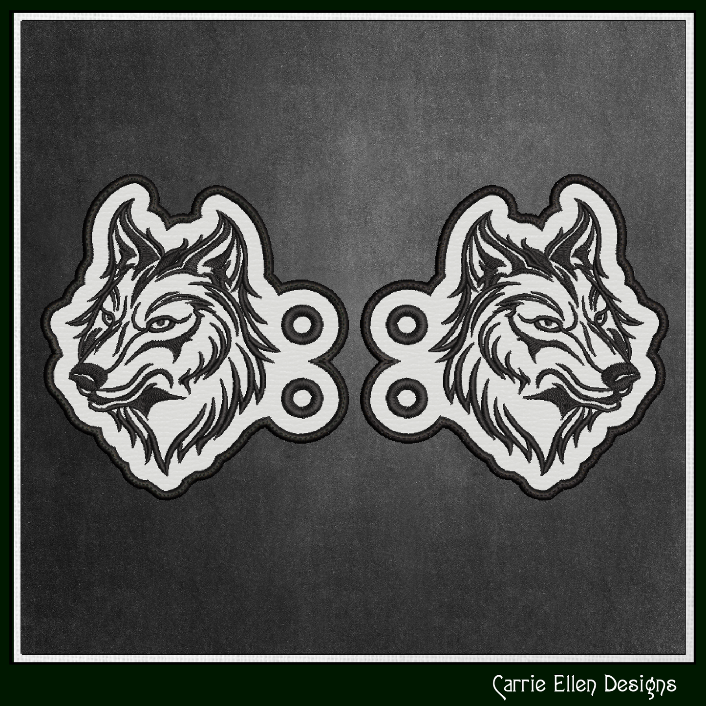 Wolf Profile ITH Shoe Wing Machine Embroidery Design – Wildlife Animal Shoe Décor | In-The-Hoop Pattern (3499)