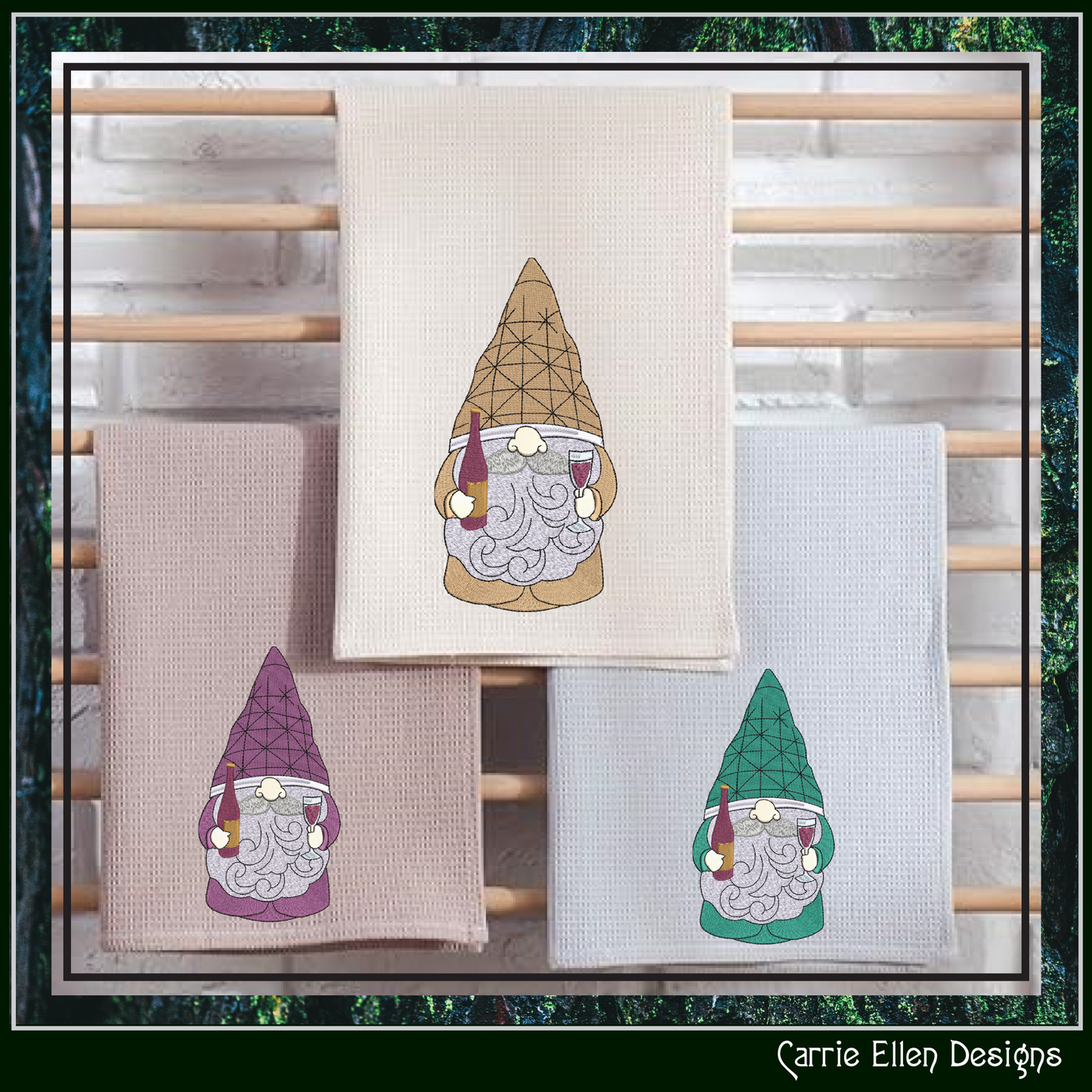 Wine Loving Gnome Machine Embroidery Design – Party Themed Gnome Pattern, 6 Sizes (3517)