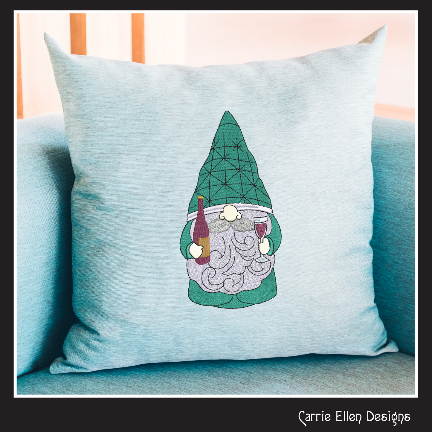 Wine Loving Gnome Machine Embroidery Design – Party Themed Gnome Pattern, 6 Sizes (3517)