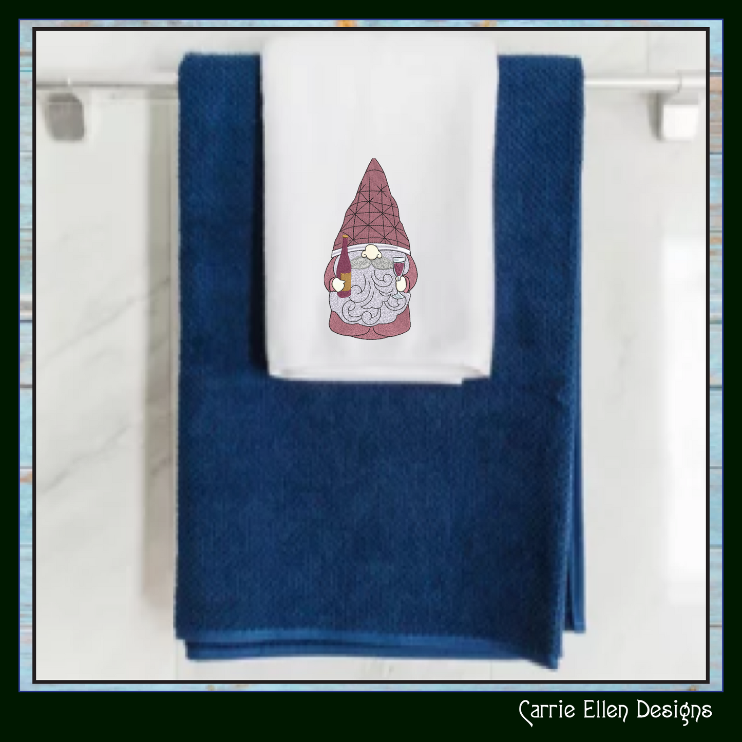 Wine Loving Gnome Machine Embroidery Design – Party Themed Gnome Pattern, 6 Sizes (3517)