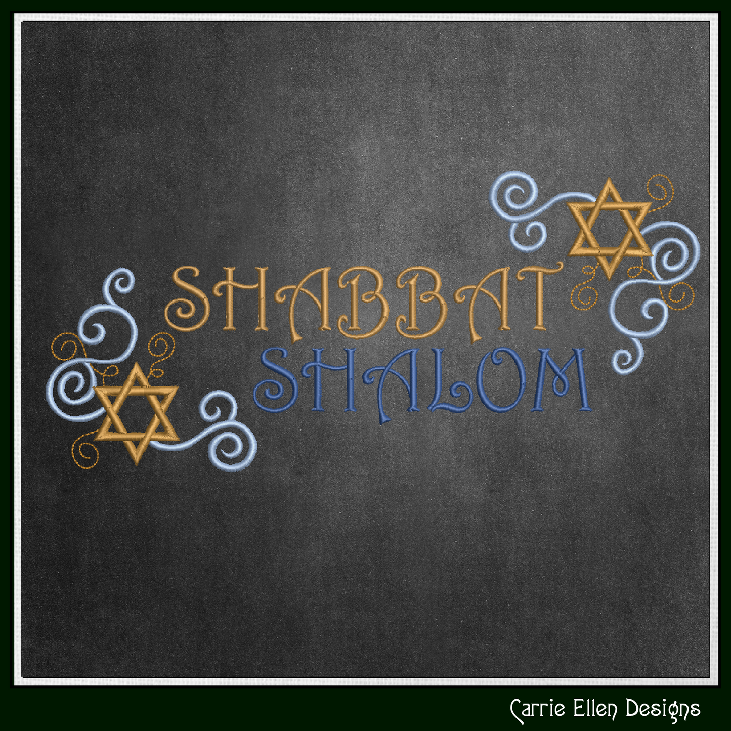 Shabbat Shalom Judaica Machine Embroidery Design – Challah & Kiddush Cup Embroidery Pattern, 6 Sizes (3525)