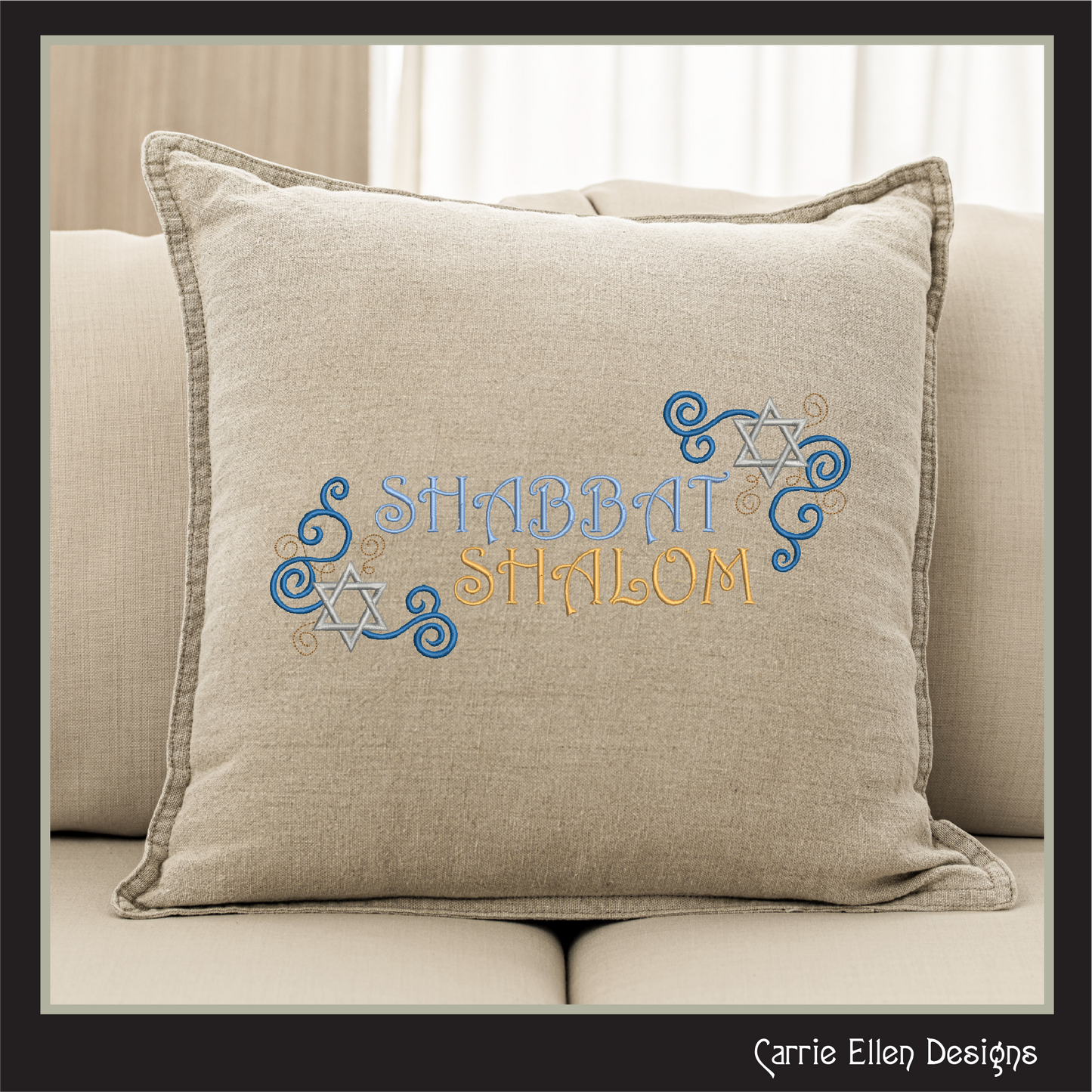 Shabbat Shalom Judaica Machine Embroidery Design – Challah & Kiddush Cup Embroidery Pattern, 6 Sizes (3525)
