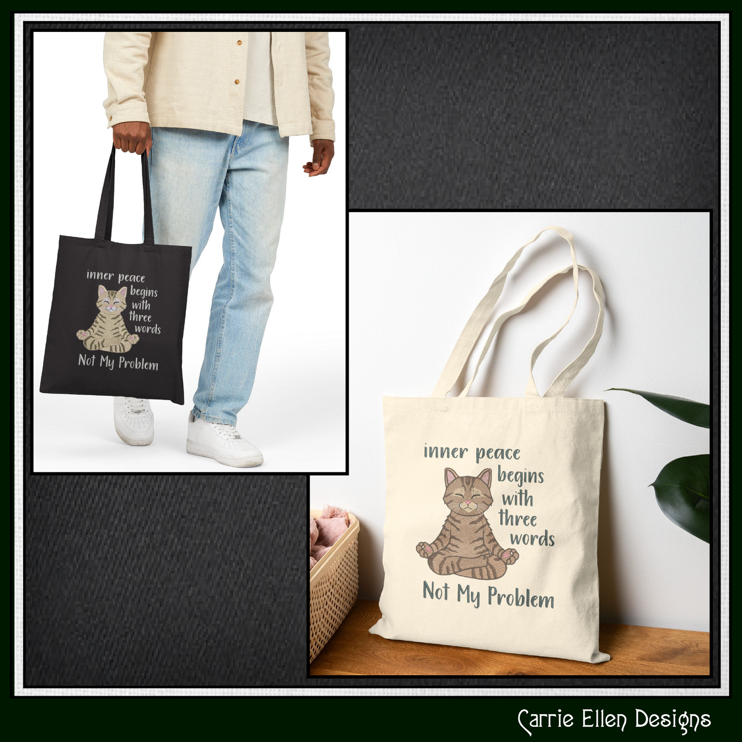 Inner Peace Begins with Three Words Machine Embroidery Saying with Kitty – Inspirational Sassy Quote Pattern, 6 Sizes, 6 Sizes (3534)