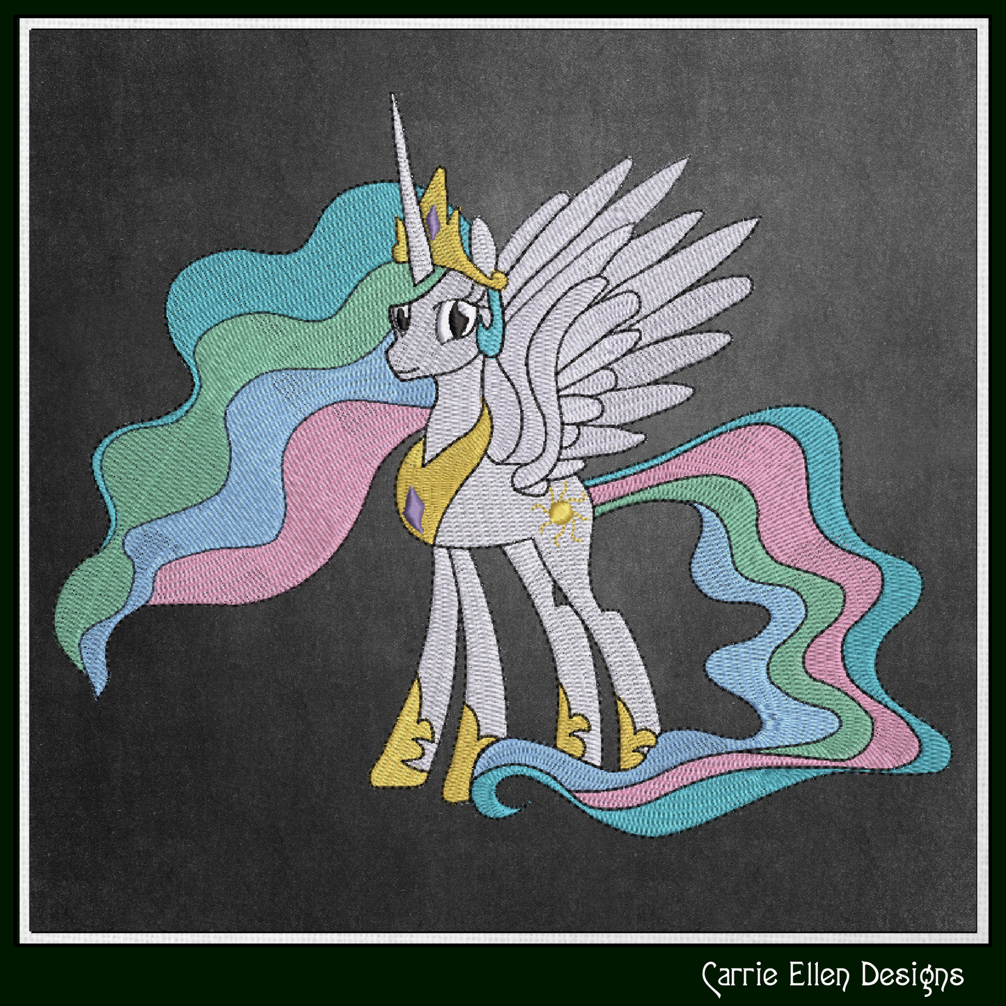 MLP Princess Celestia Machine Embroidery Design | My Little Pony Inspired Classic Character, 6 Sizes (3555)
