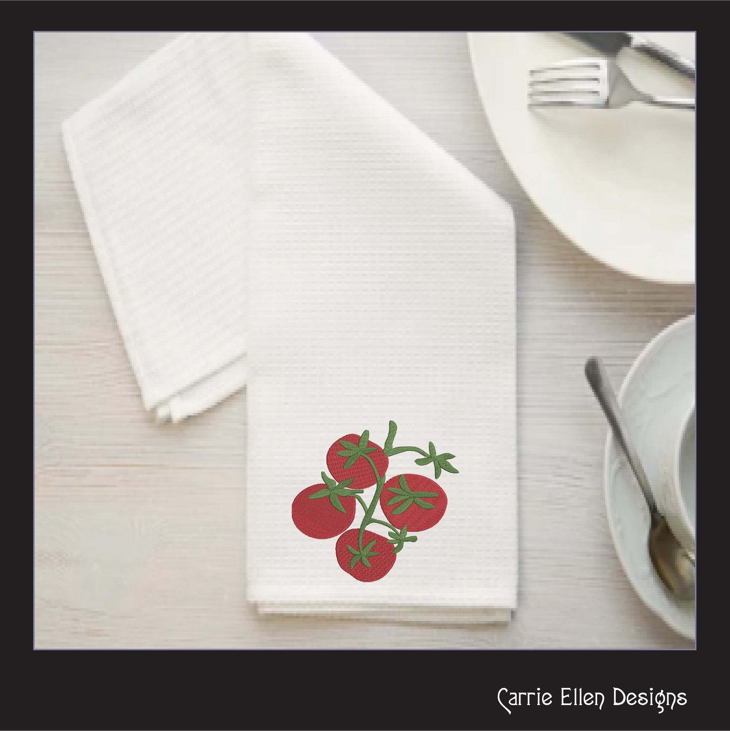 Vine Ripened Tomato Machine Embroidery Design – Fresh Garden Vegetable Pattern, 6 Sizes (3565)