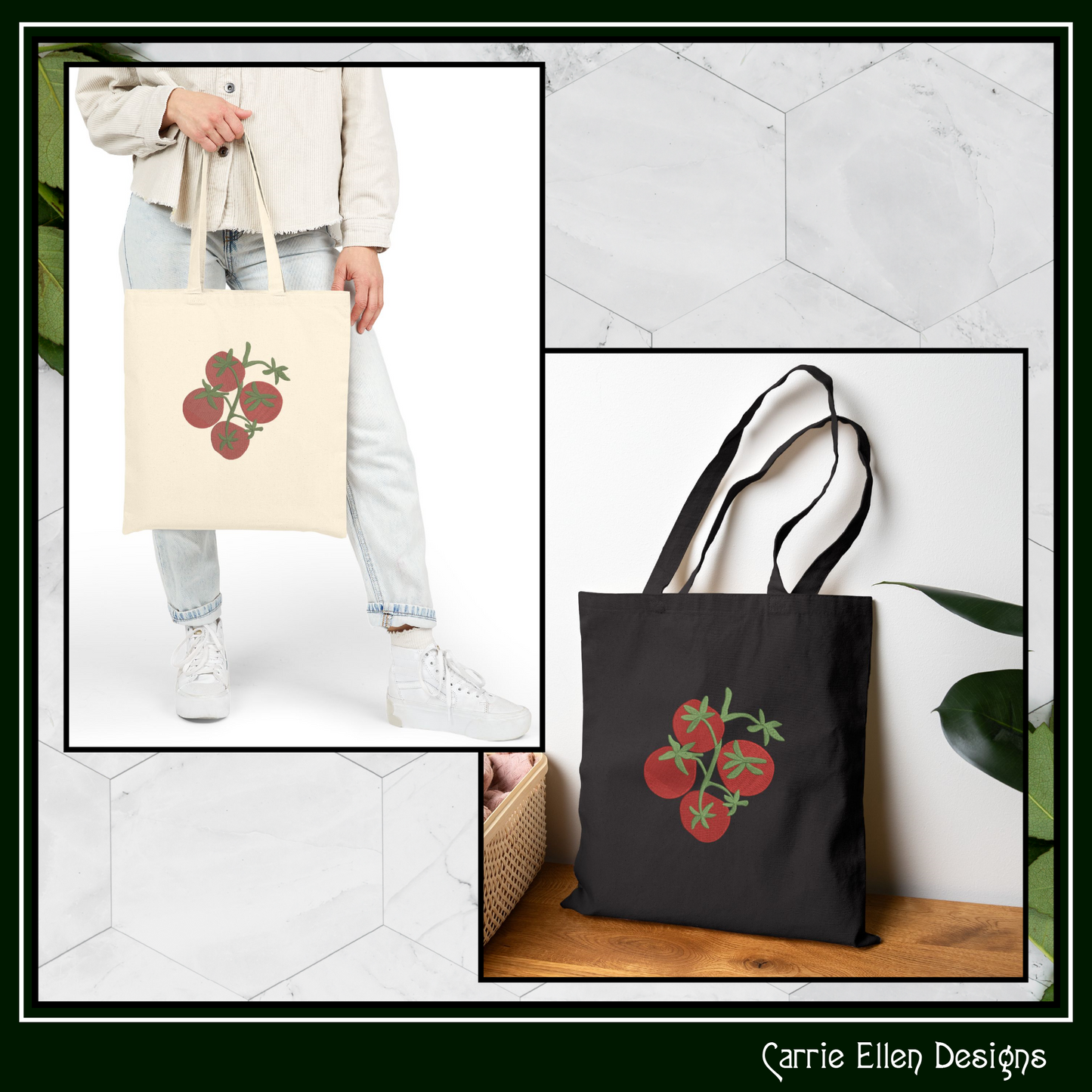 Vine Ripened Tomato Machine Embroidery Design – Fresh Garden Vegetable Pattern, 6 Sizes (3565)