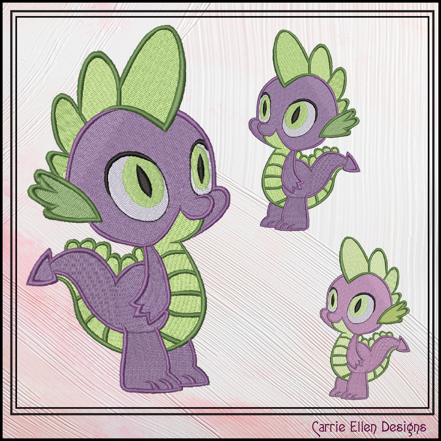 MLP Spike Machine Embroidery Design | My Little Pony Inspired Dragon Character, 6 Sizes (3572)