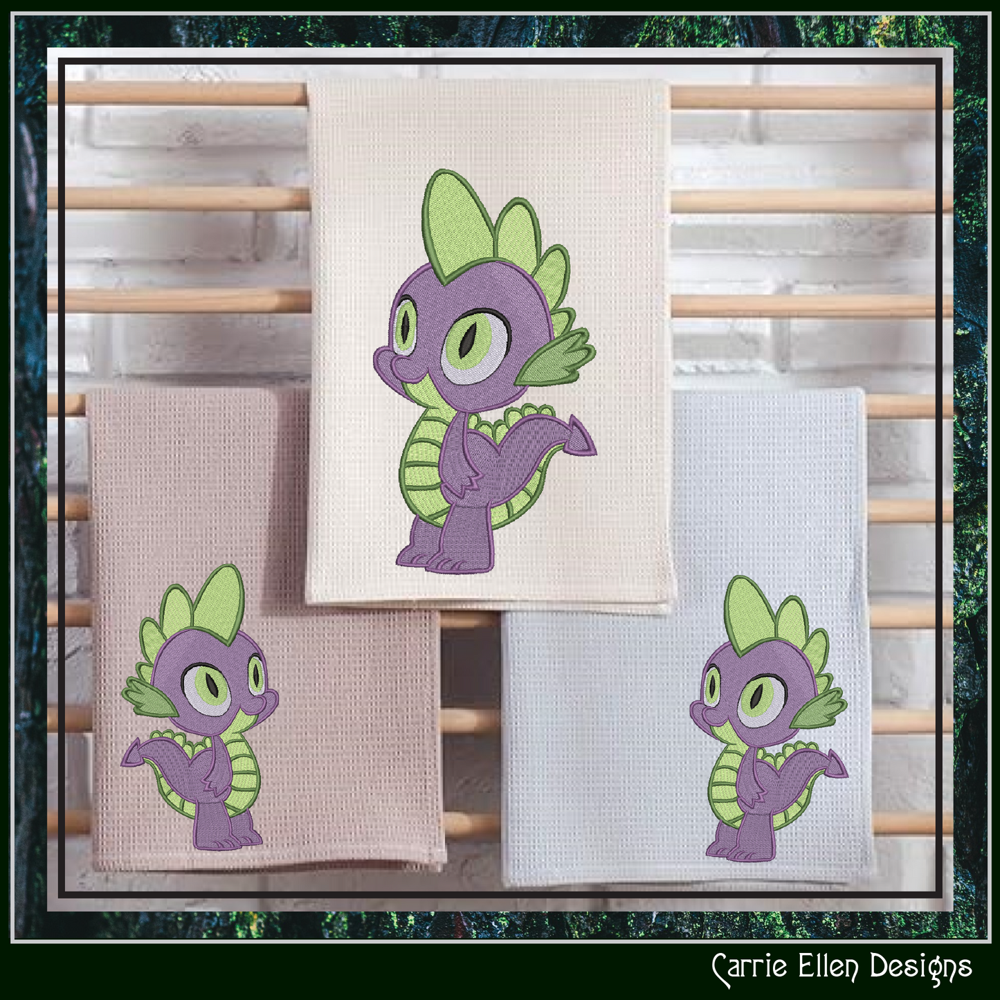 MLP Spike Machine Embroidery Design | My Little Pony Inspired Dragon Character, 6 Sizes (3572)