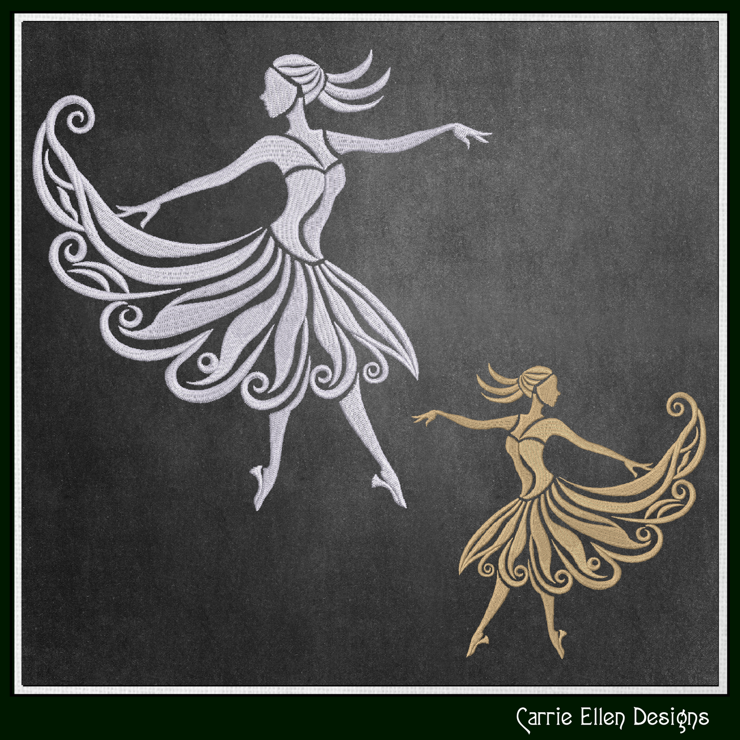 Artistic Dancer Silhouette Machine Embroidery Design | Elegant Dancer Pattern, 6 Sizes (3594)