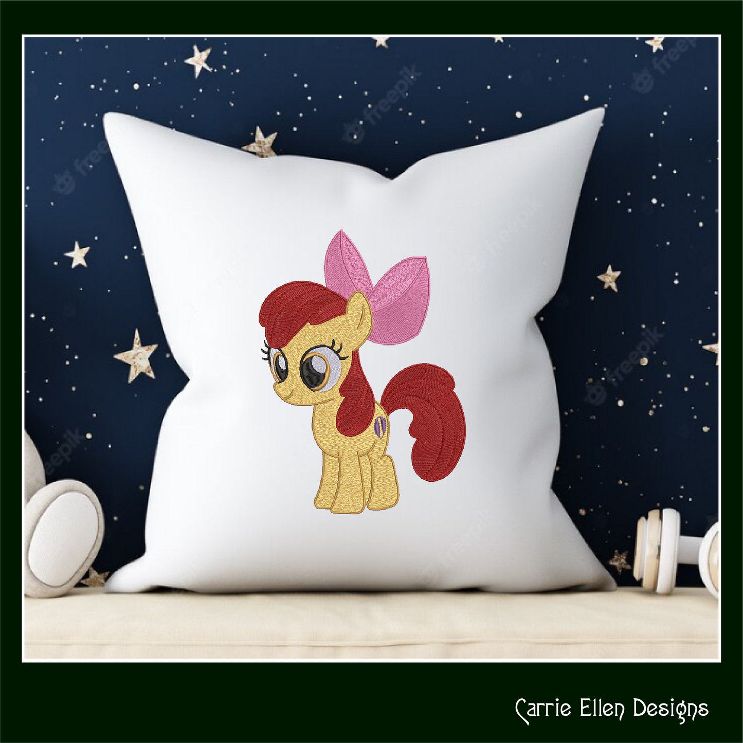 MLP Apple Bloom Machine Embroidery Design | My Little Pony Inspired Classic Character, 6 Sizes (3597)