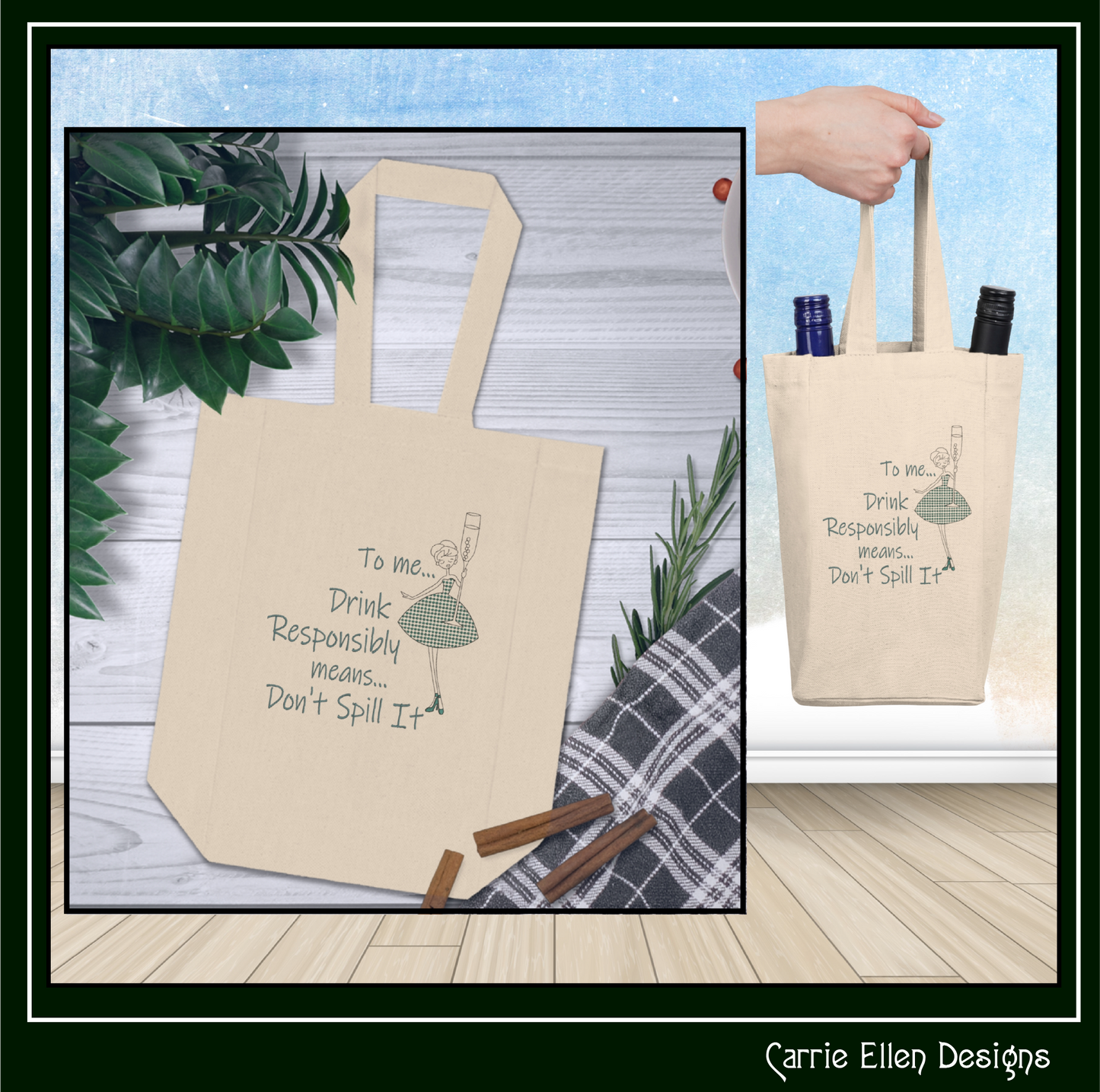 Drink Responsibly Don’t Spill It Machine Embroidery Design – Funny Alcohol Quote Pattern, Champagne Glass, 6 Sizes (3617)