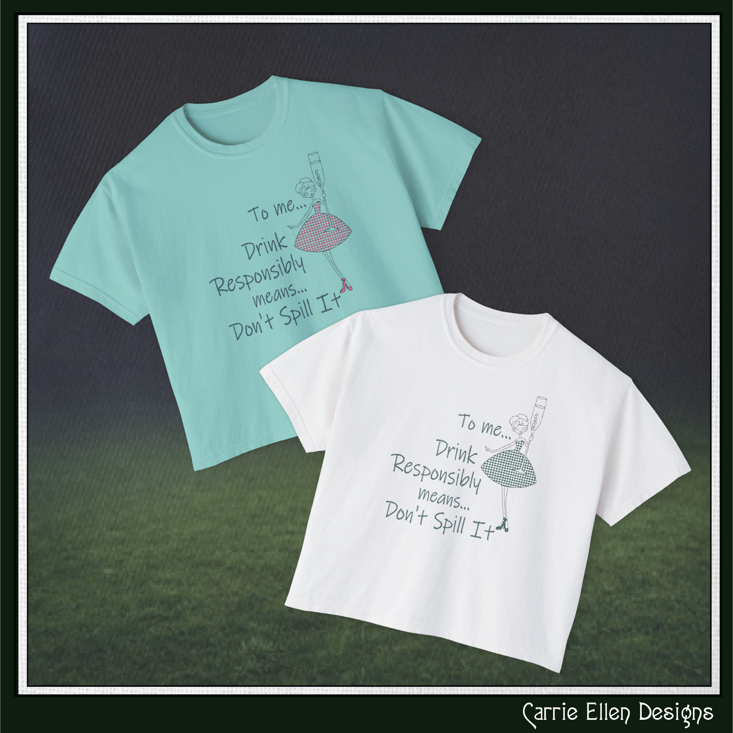Drink Responsibly Don’t Spill It Machine Embroidery Design – Funny Alcohol Quote Pattern, Champagne Glass, 6 Sizes (3617)