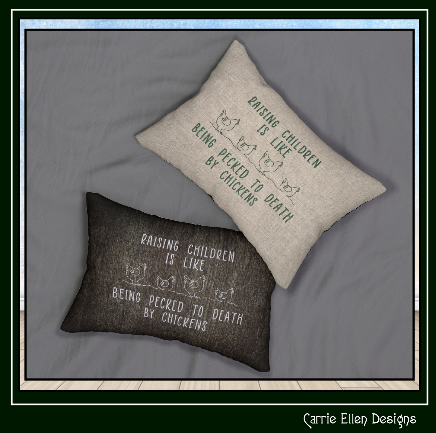 Raising Children is Like Being Pecked To Death By Chickens Machine Embroidery Design – Funny Parenting Quote Pattern, 6 Sizes (3618)