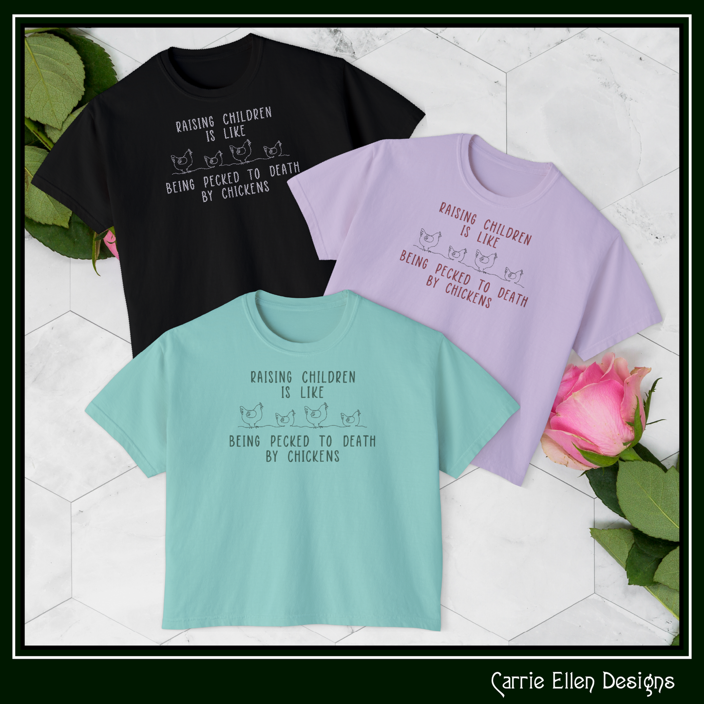 Raising Children is Like Being Pecked To Death By Chickens Machine Embroidery Design – Funny Parenting Quote Pattern, 6 Sizes (3618)