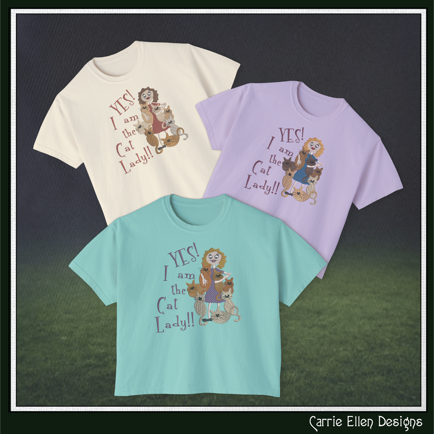 Yes, I Am The Cat Lady Machine Embroidery Design – Funny Cat Lover Quote Pattern, 6 Sizes (3629)