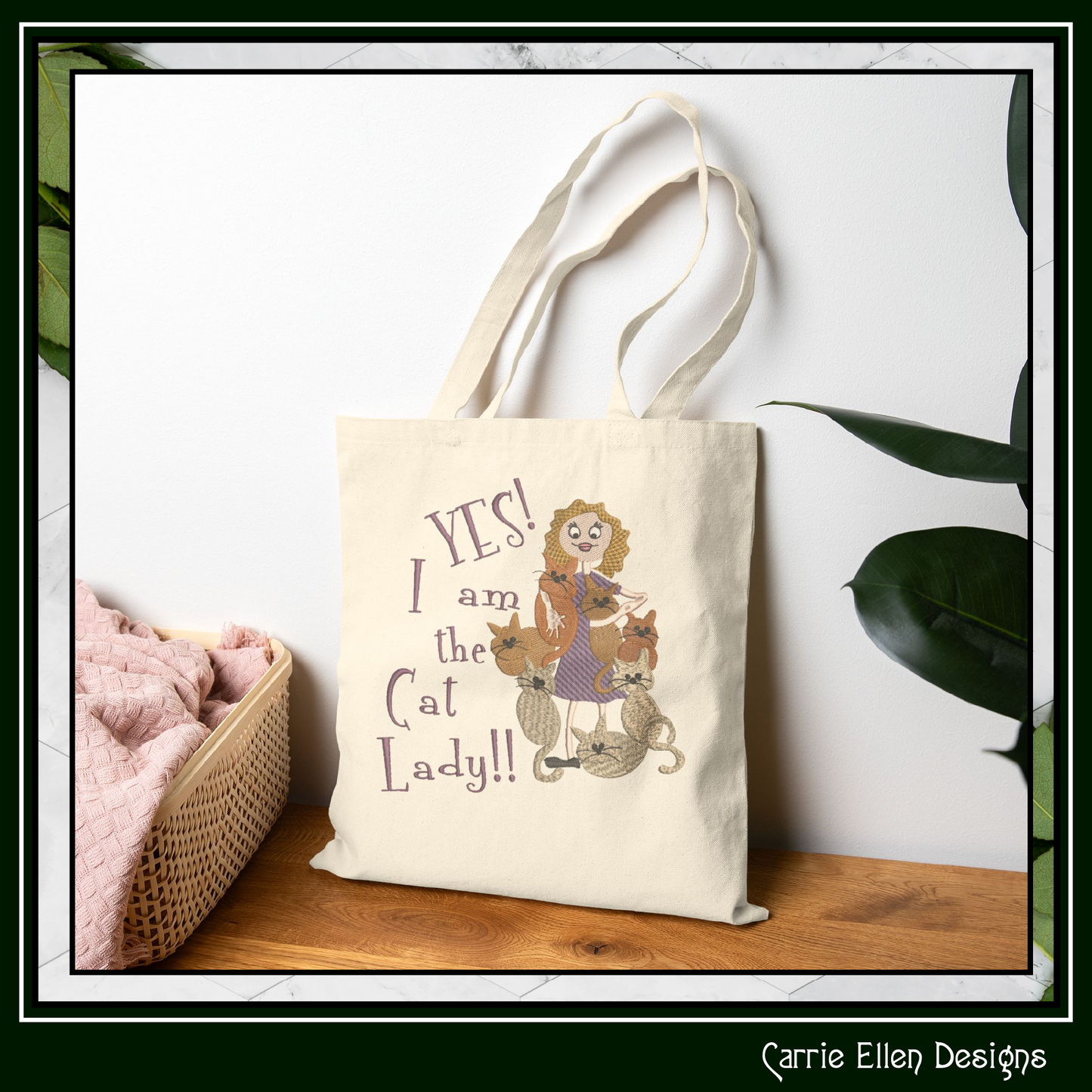 Yes, I Am The Cat Lady Machine Embroidery Design – Funny Cat Lover Quote Pattern, 6 Sizes (3629)