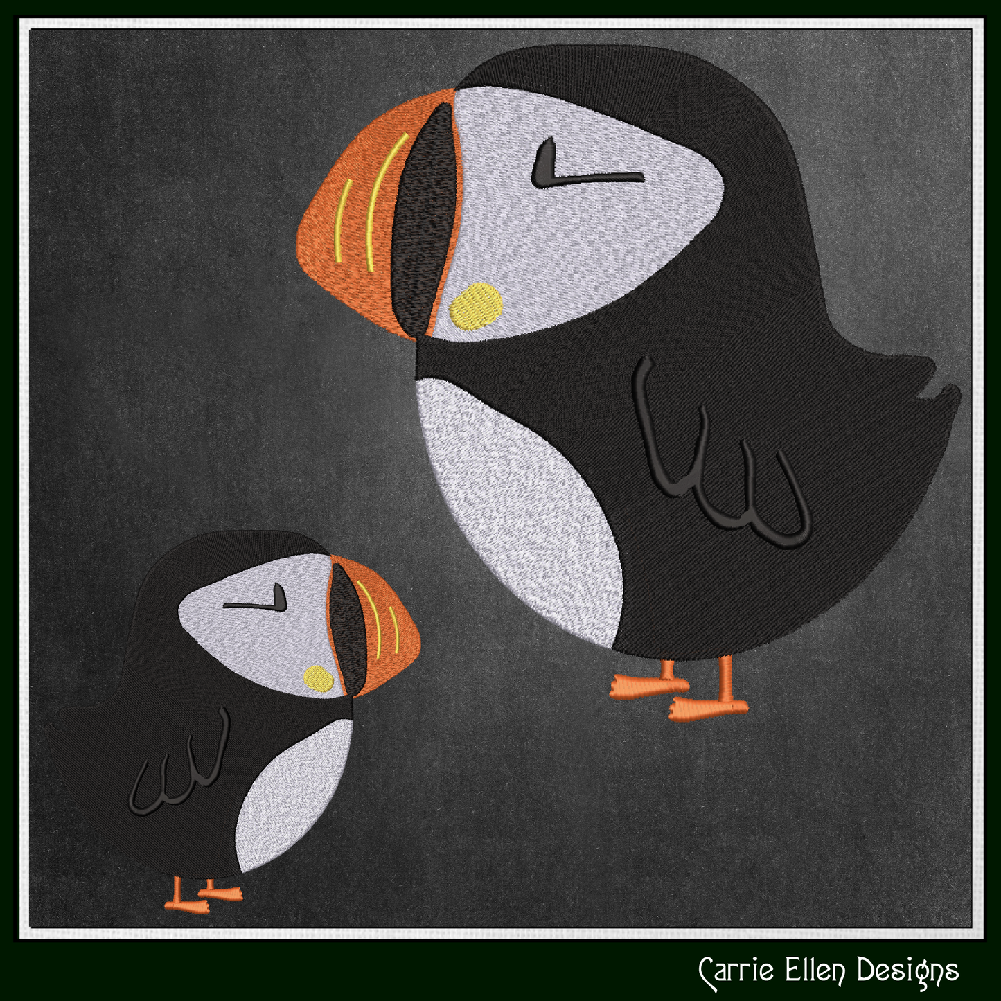 Puffin Bird Standing Machine Embroidery Design – Seabird Wildlife Pattern, 6 Sizes (3632)