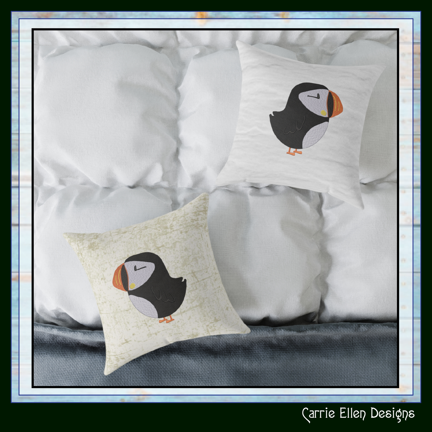 Puffin Bird Standing Machine Embroidery Design – Seabird Wildlife Pattern, 6 Sizes (3632)
